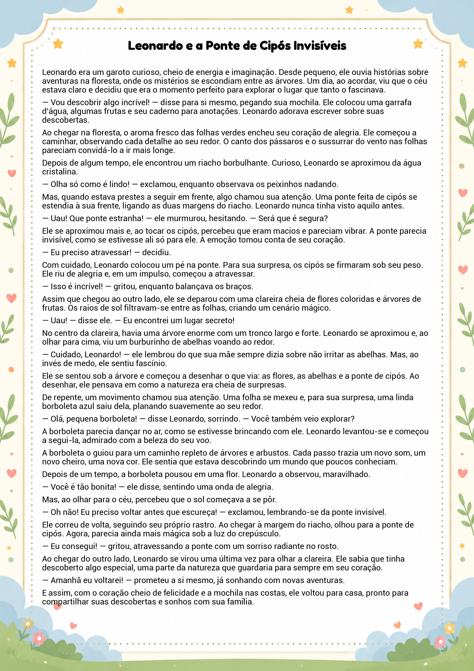 História infantil para imprimir