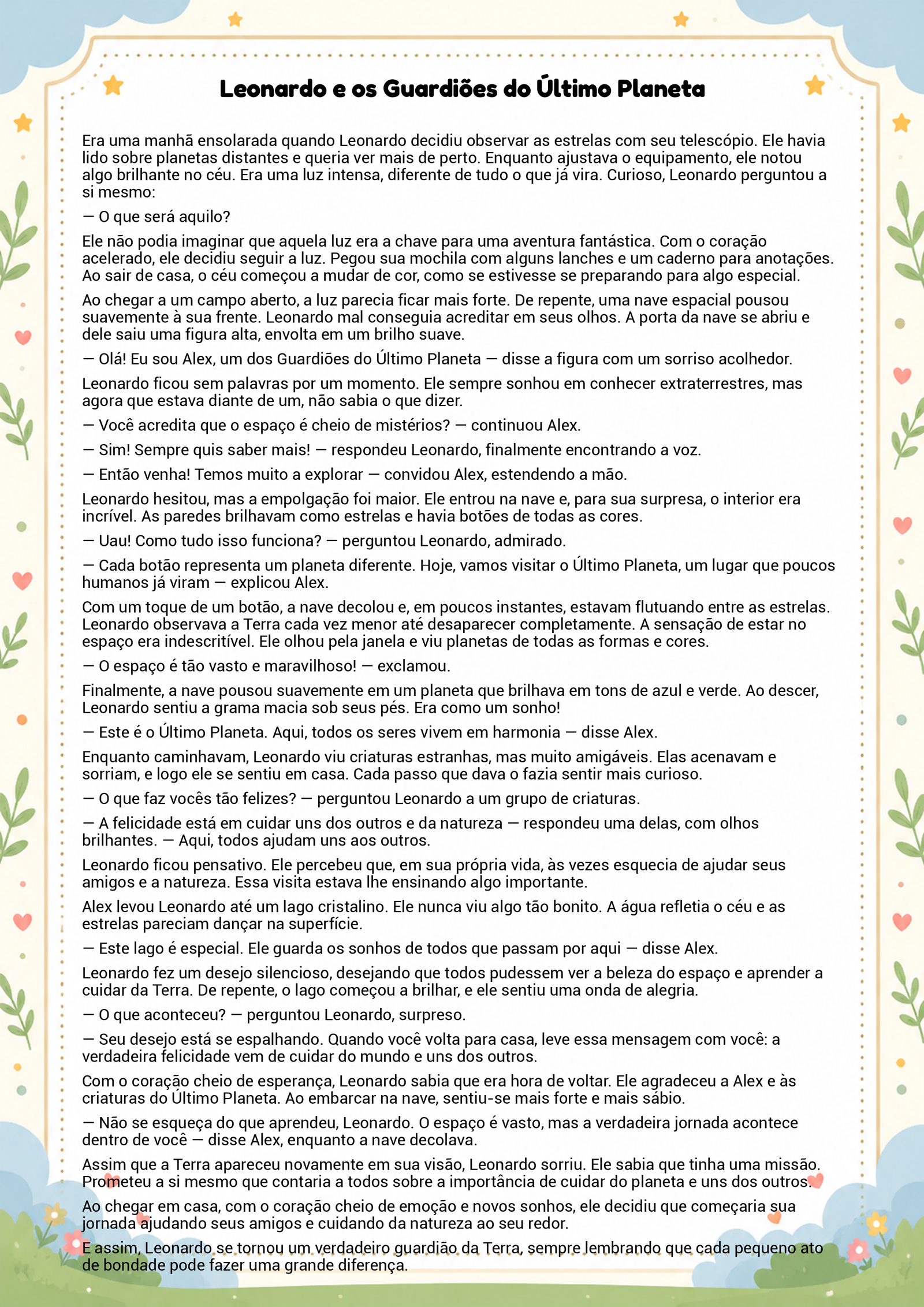 História infantil para imprimir