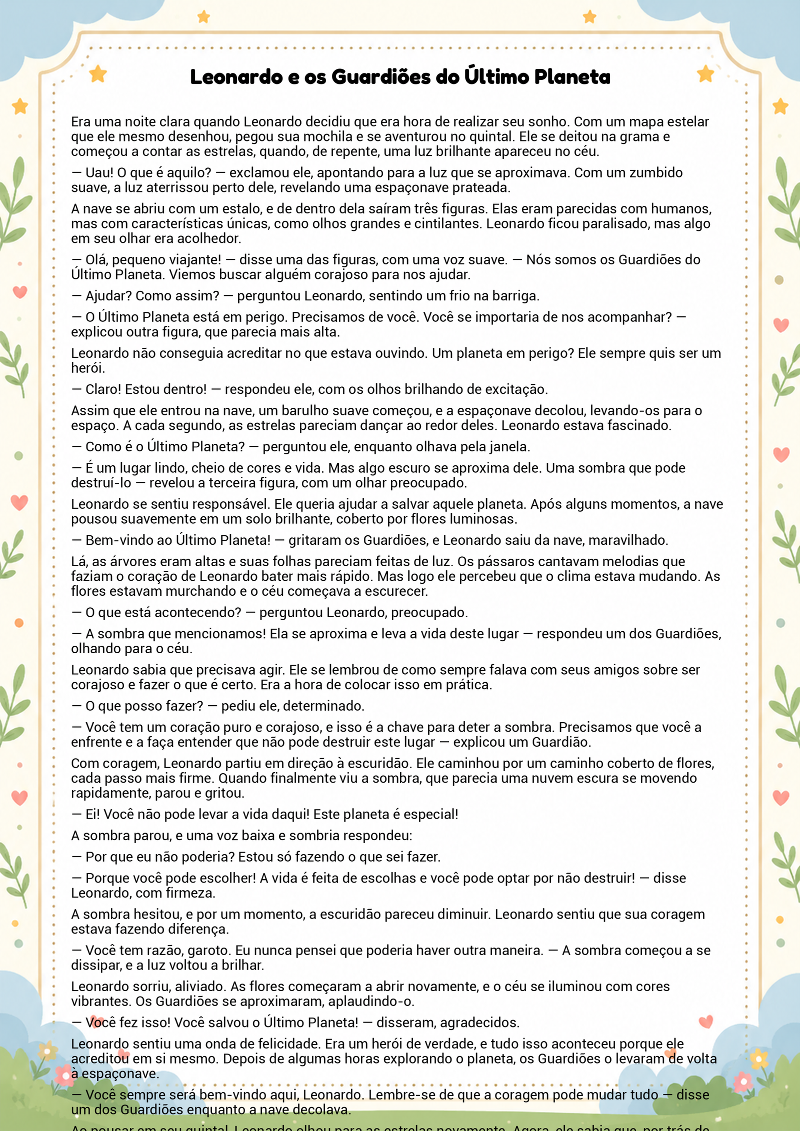 História infantil para imprimir