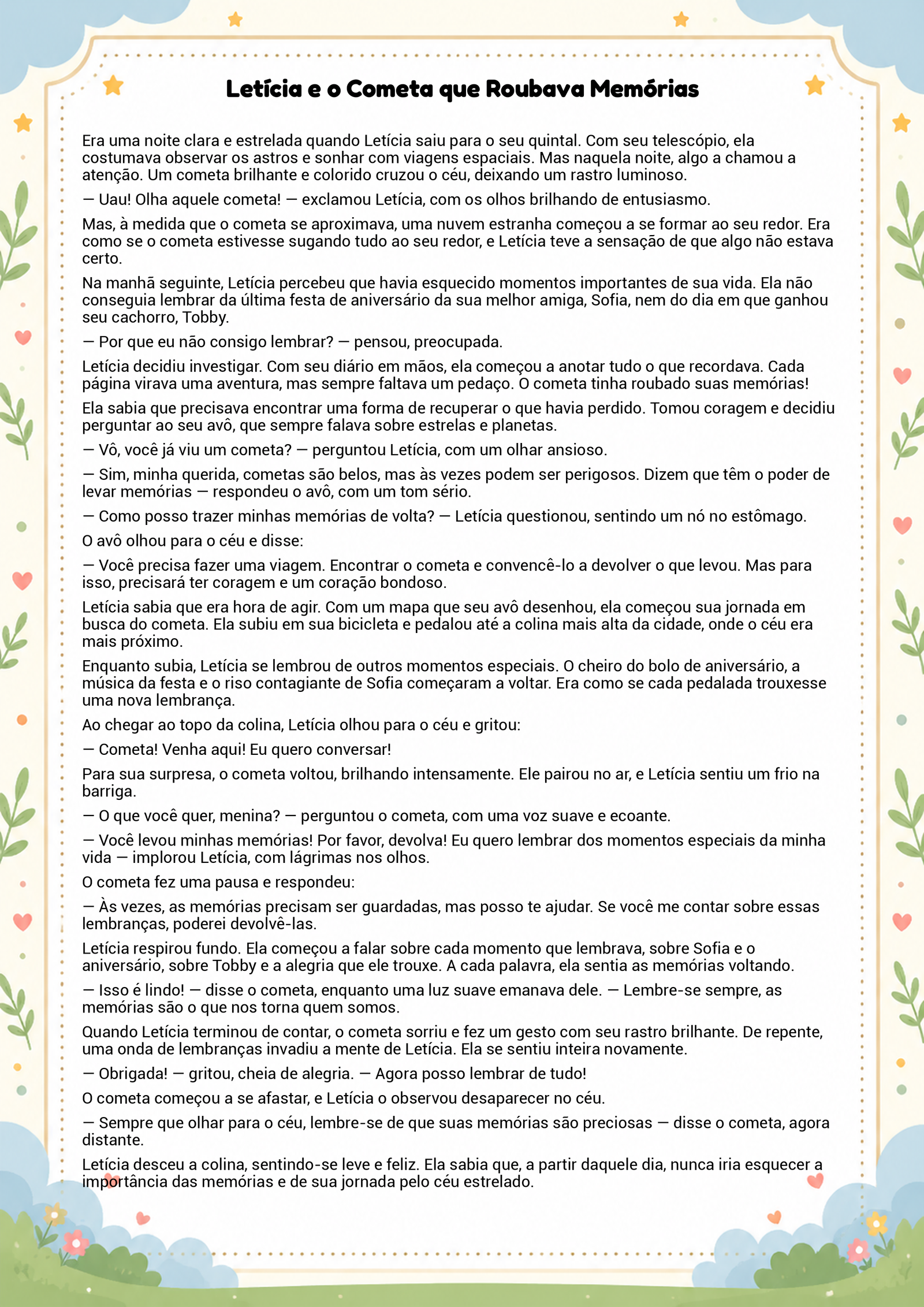 História infantil para imprimir