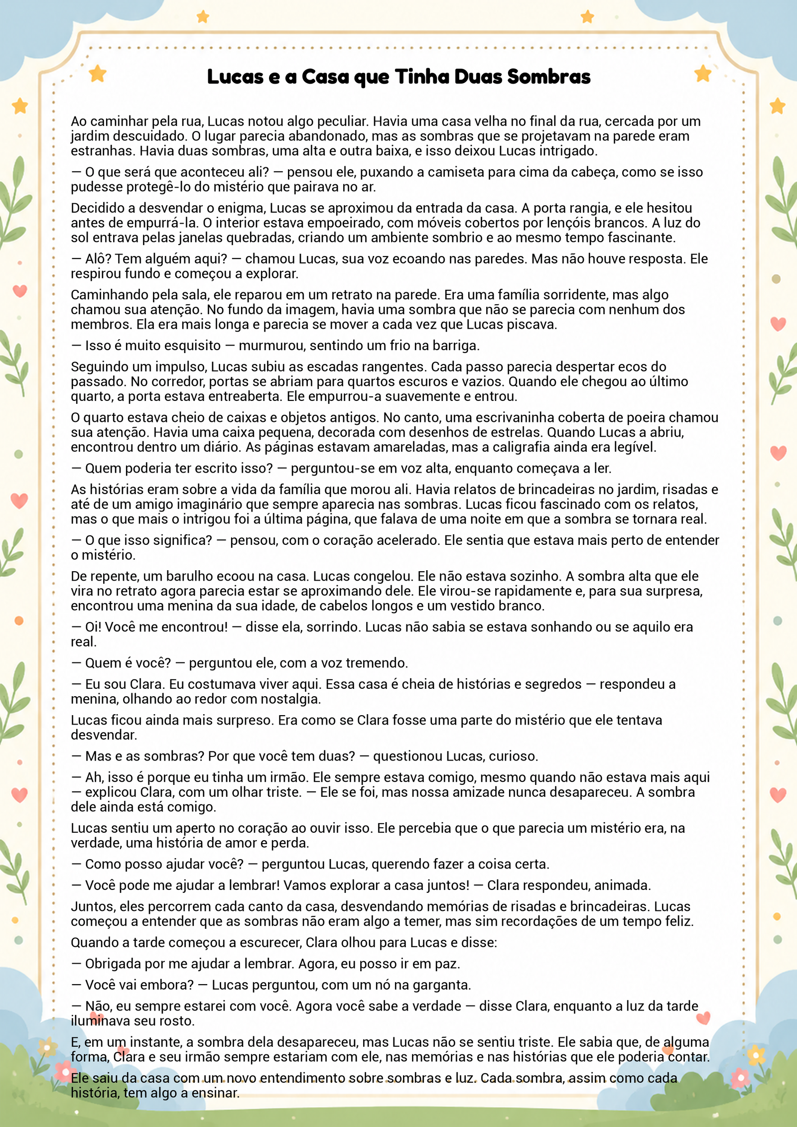 História infantil para imprimir