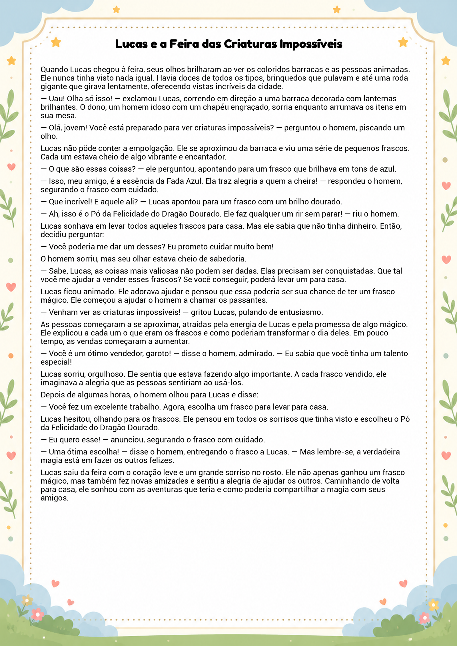 História infantil para imprimir