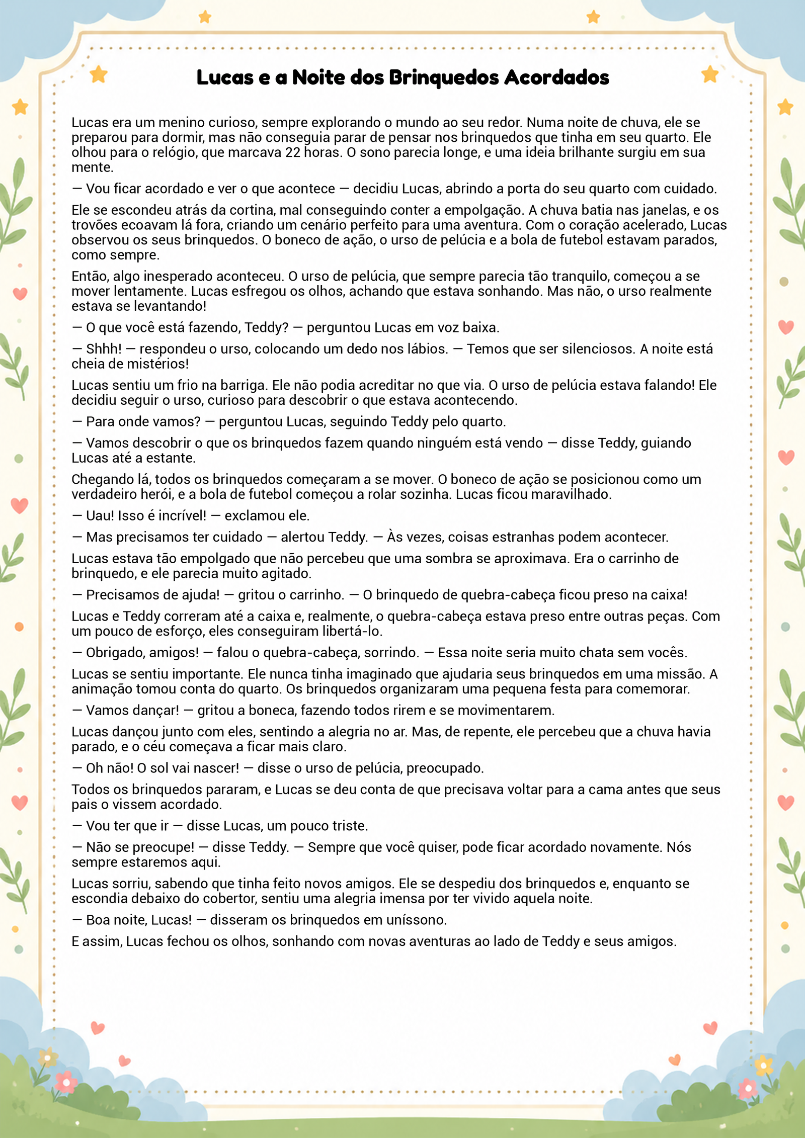 História infantil para imprimir