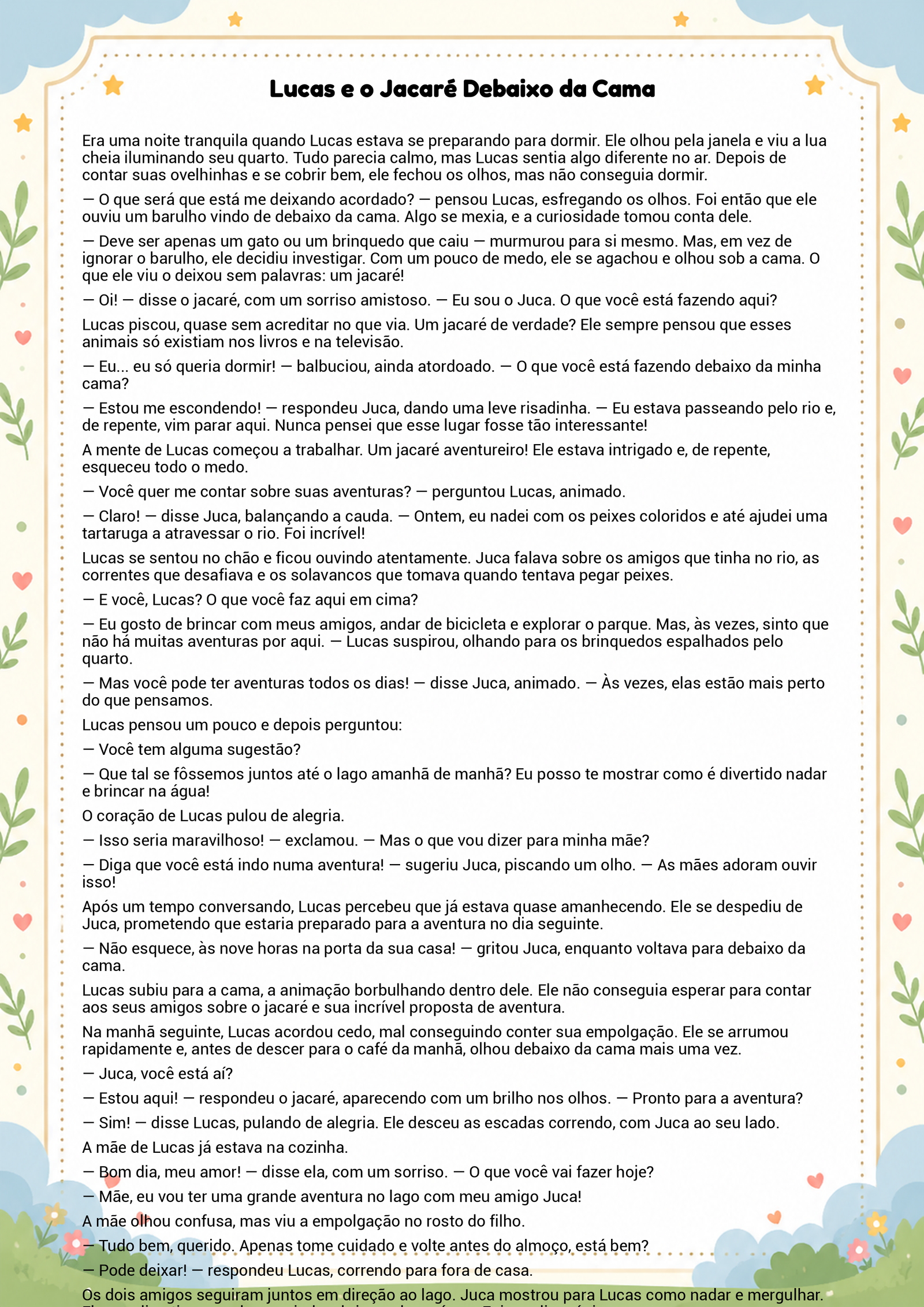 História infantil para imprimir