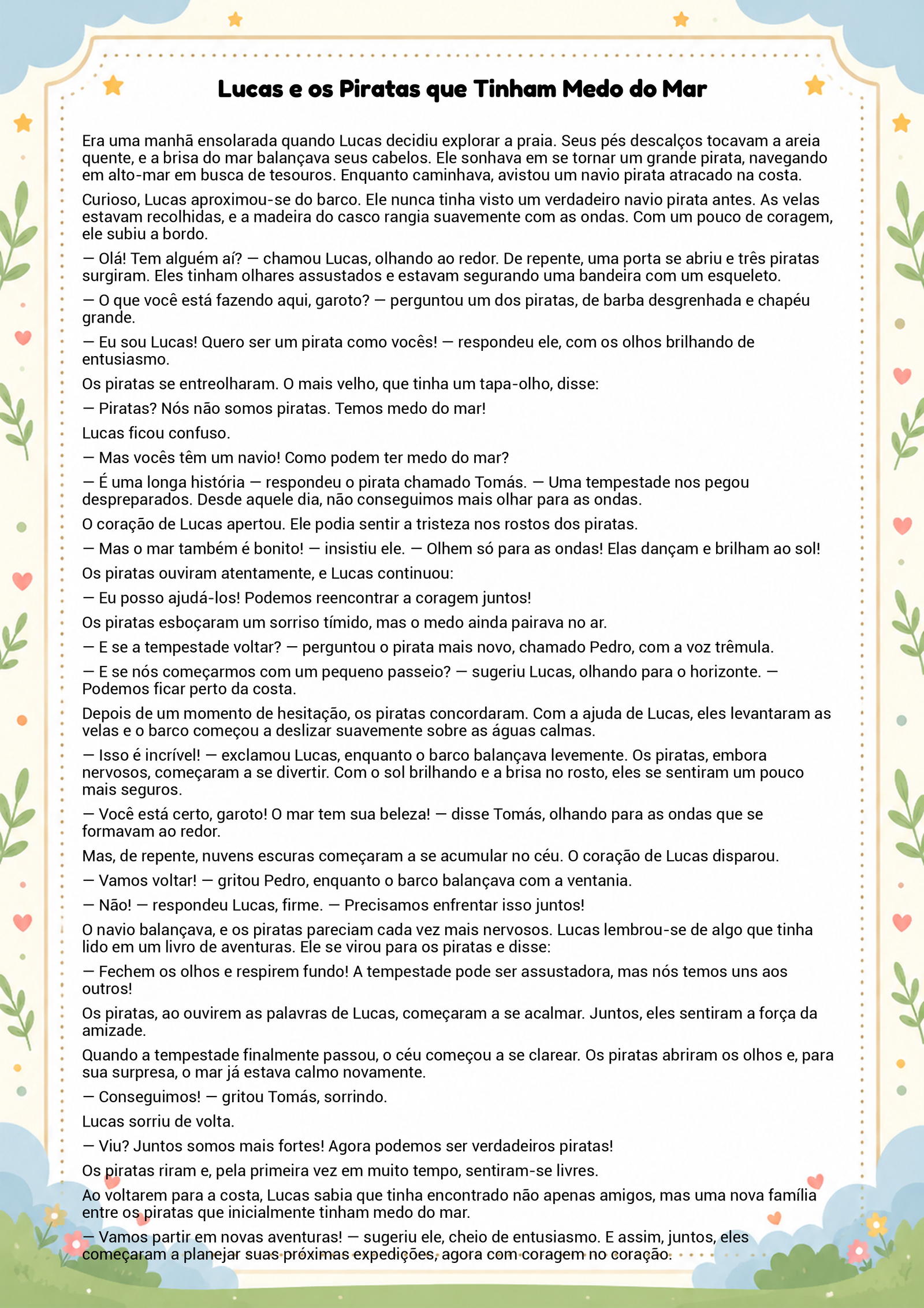 História infantil para imprimir