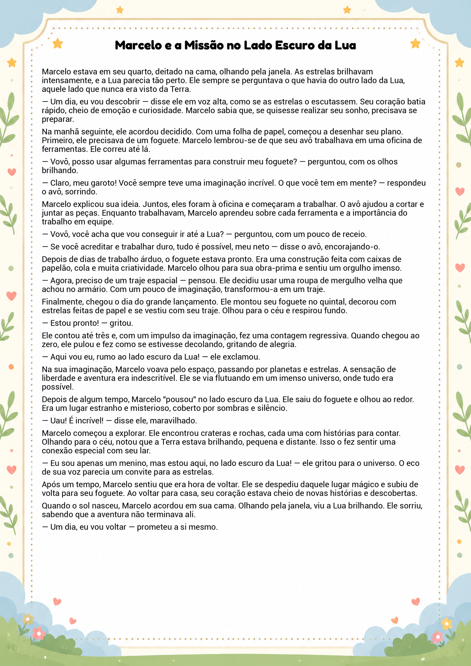 História infantil para imprimir