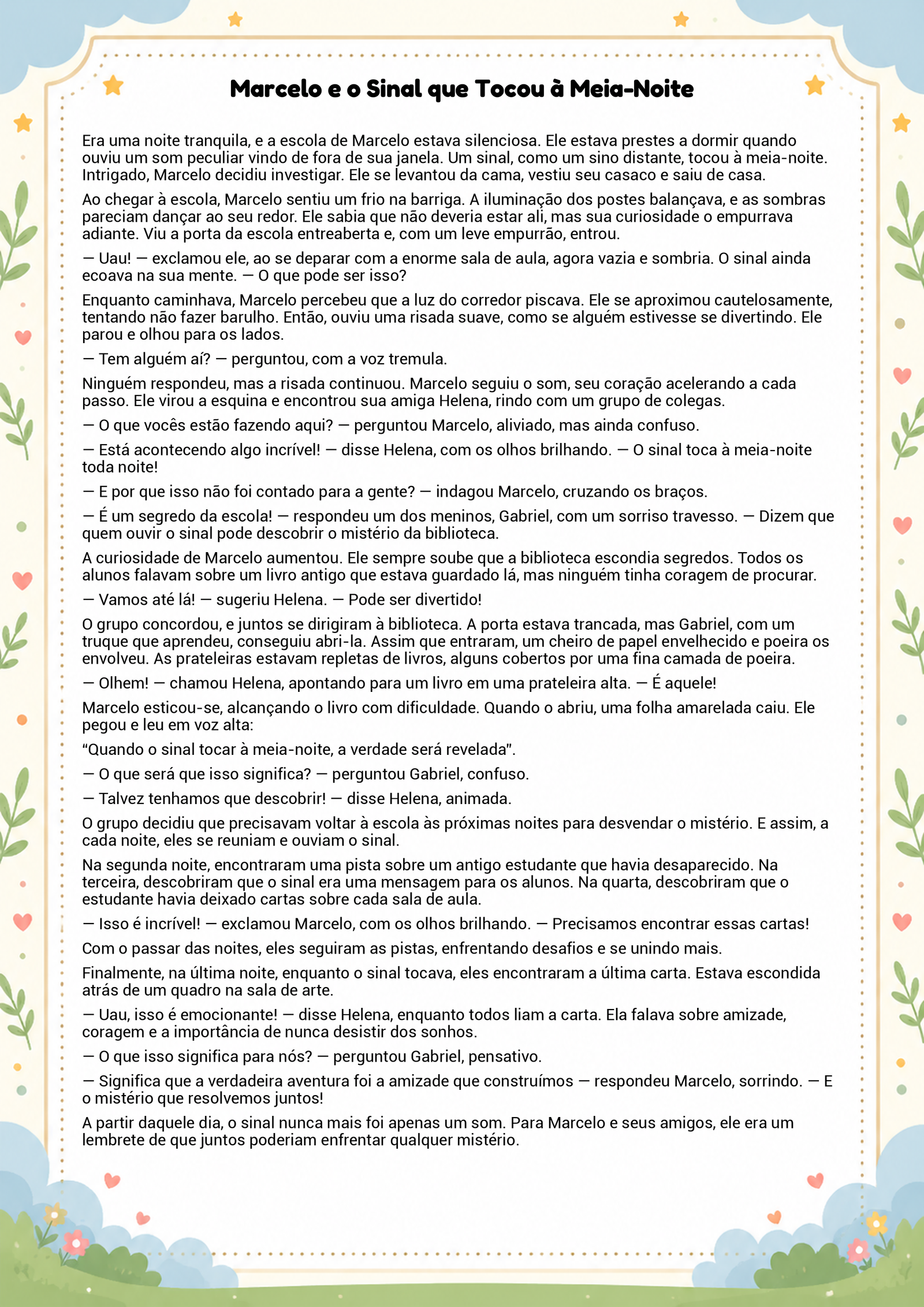 História infantil para imprimir