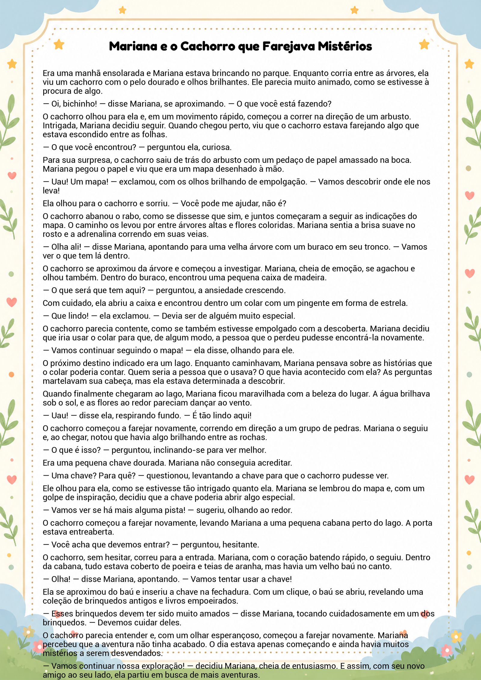 História infantil para imprimir