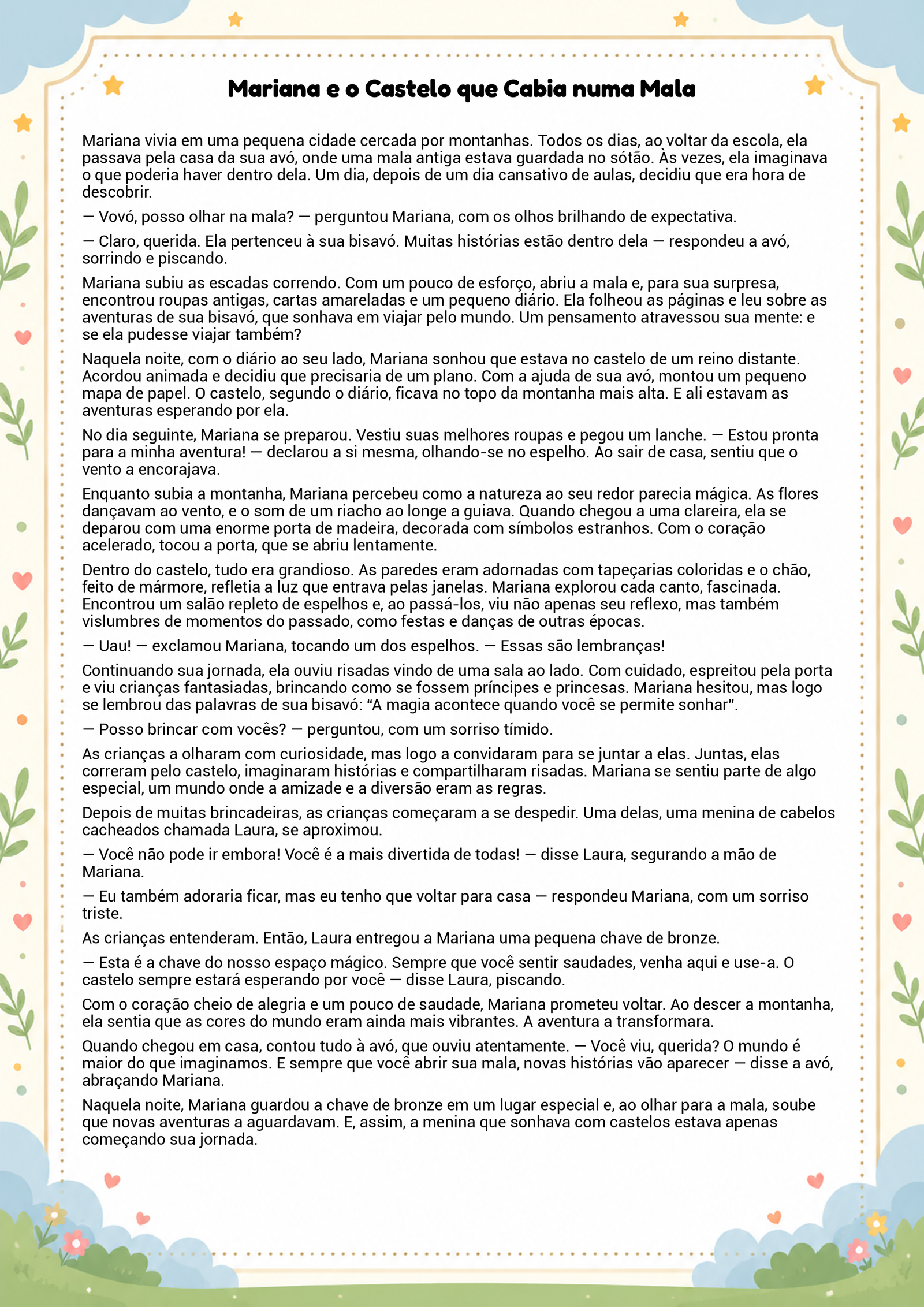 História infantil para imprimir