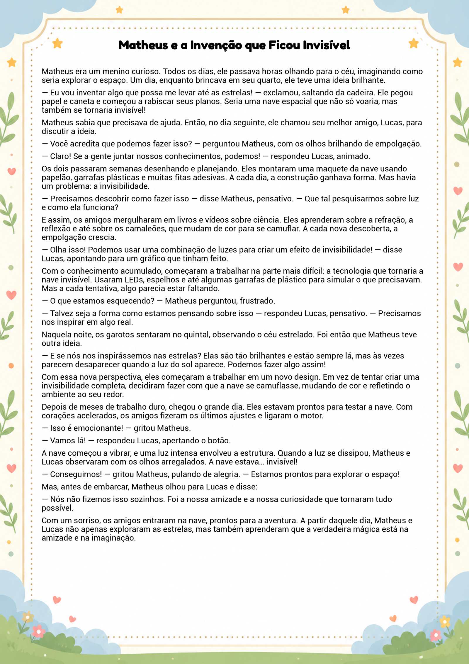 História infantil para imprimir