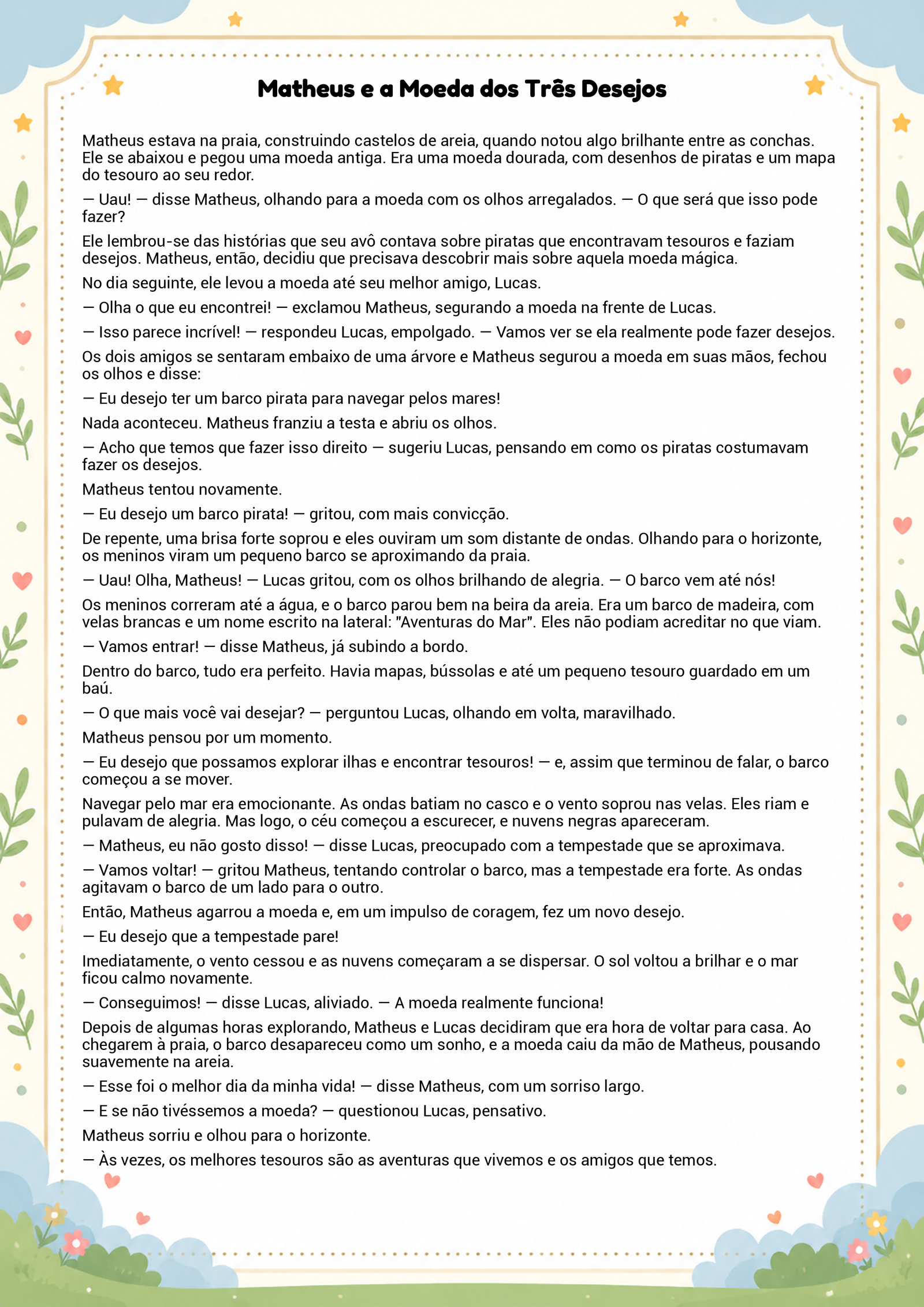 História infantil para imprimir