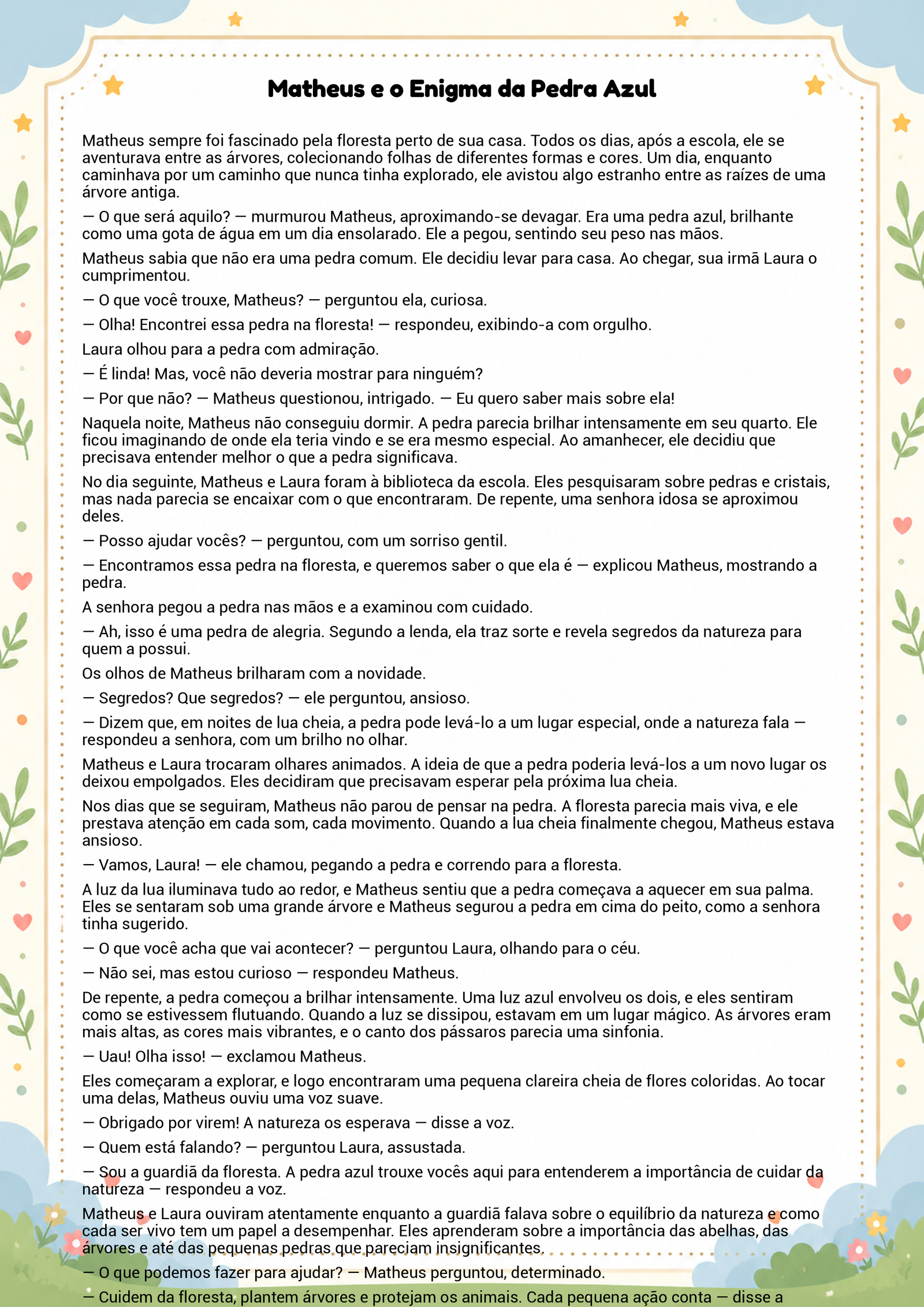História infantil para imprimir