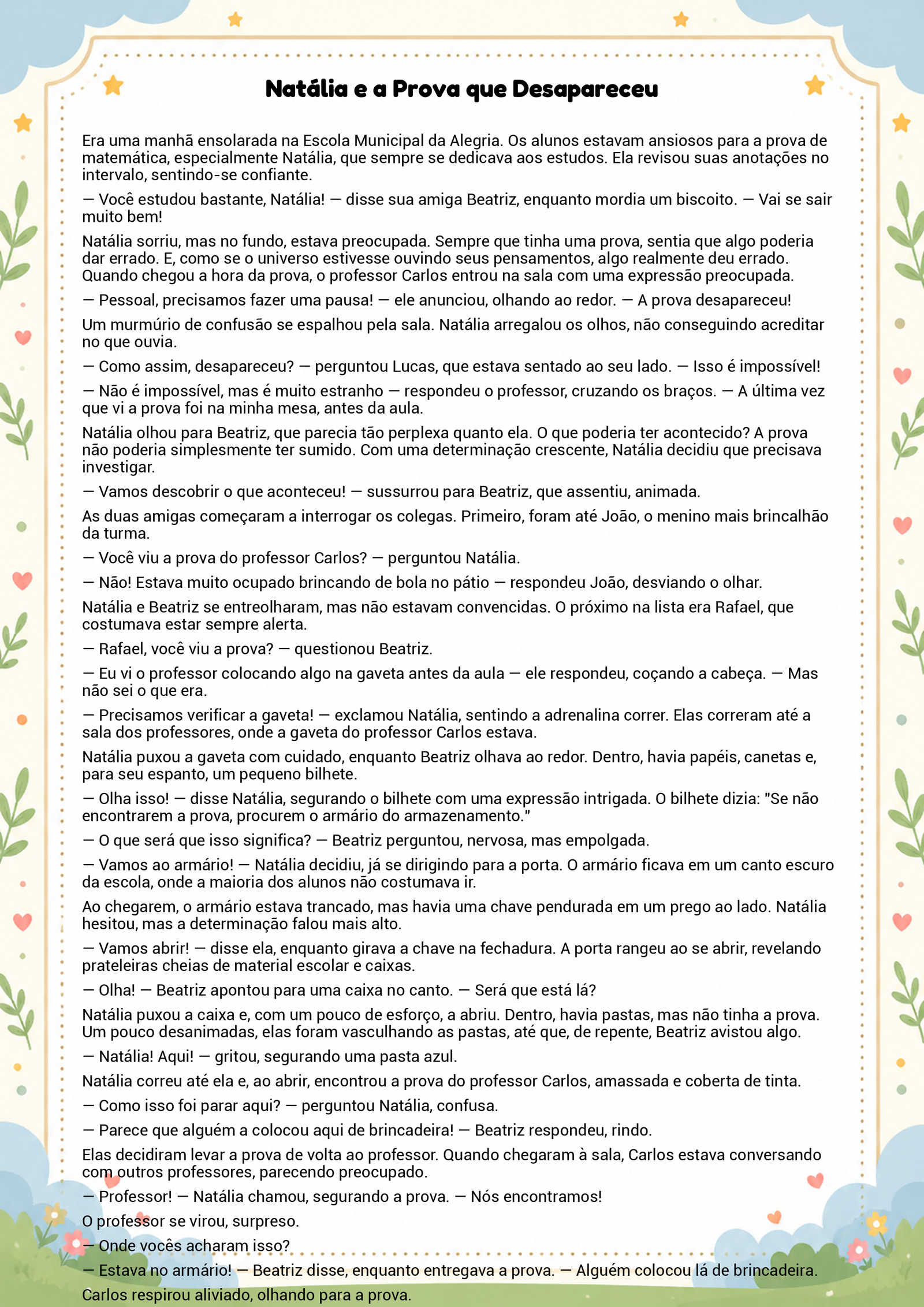 História infantil para imprimir