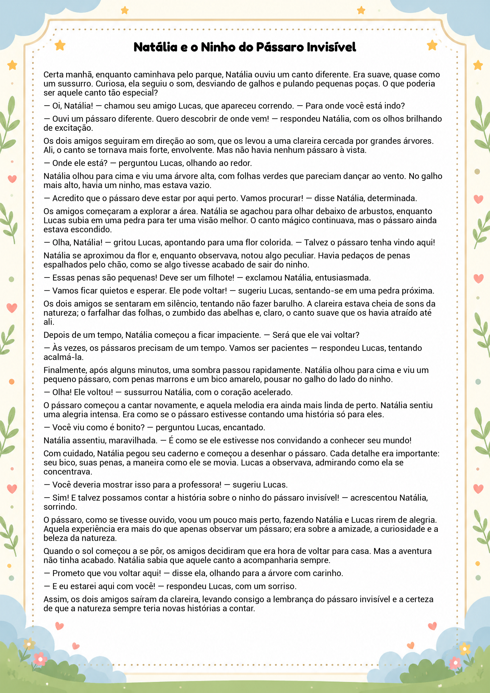 História infantil para imprimir