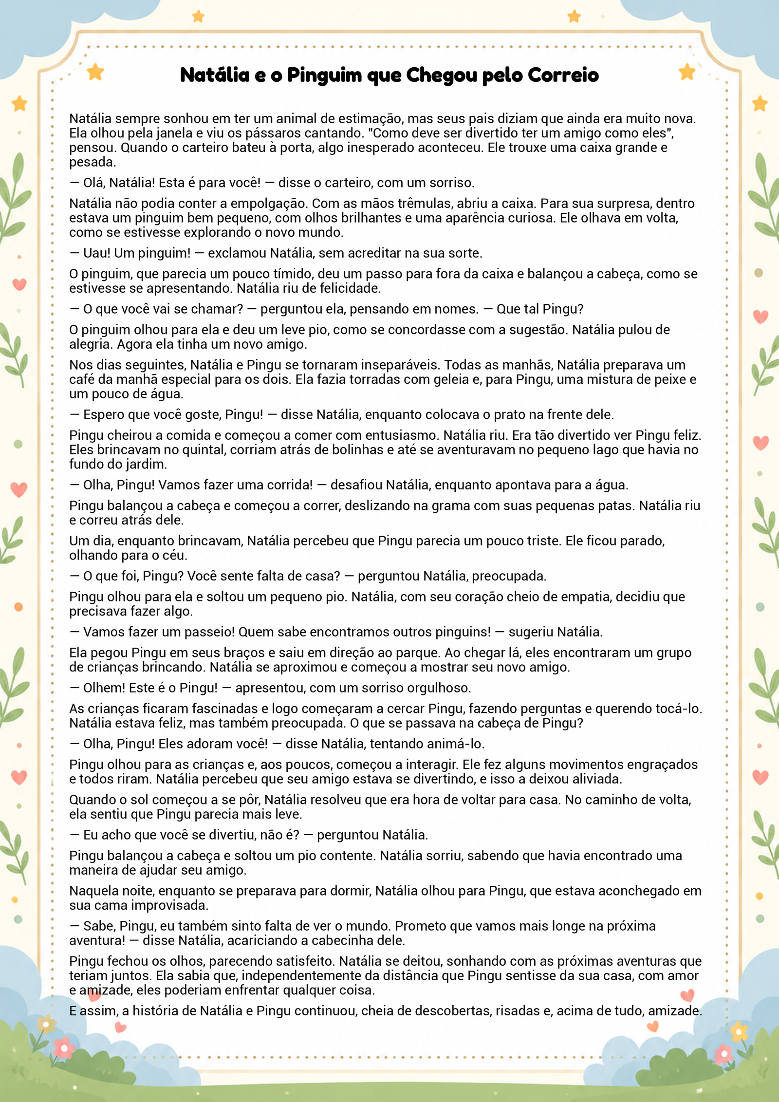 História infantil para imprimir