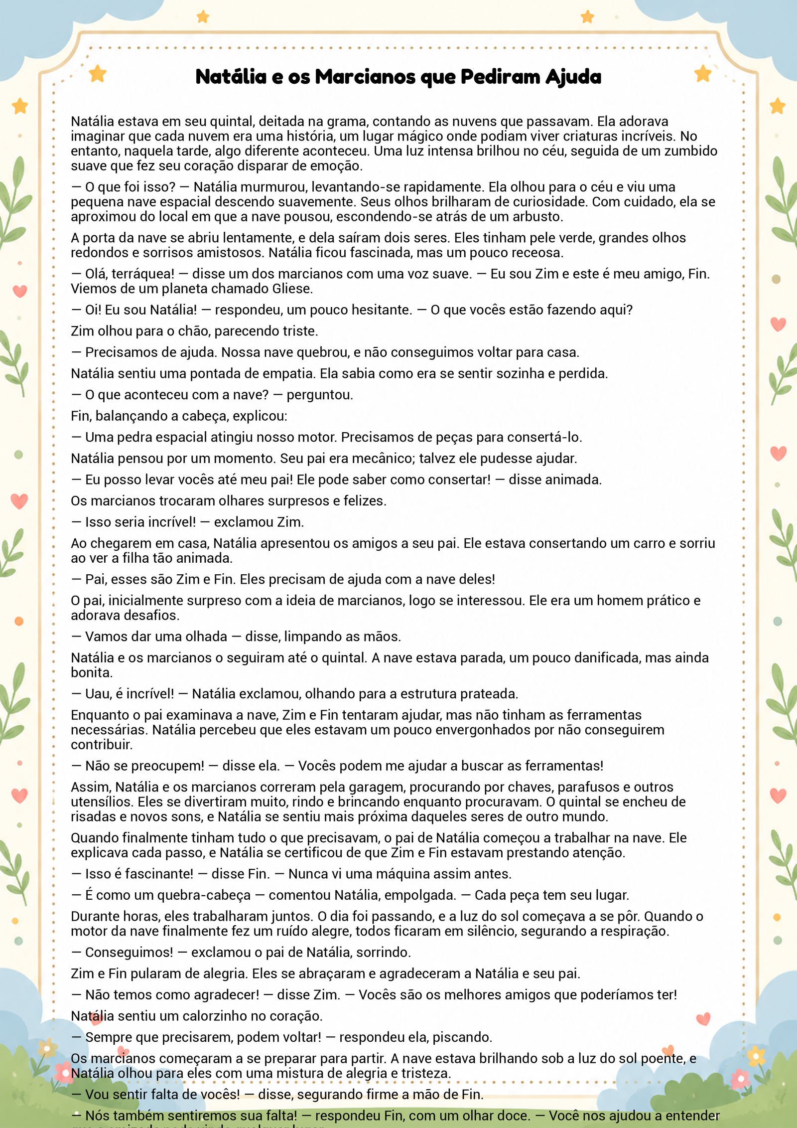 História infantil para imprimir