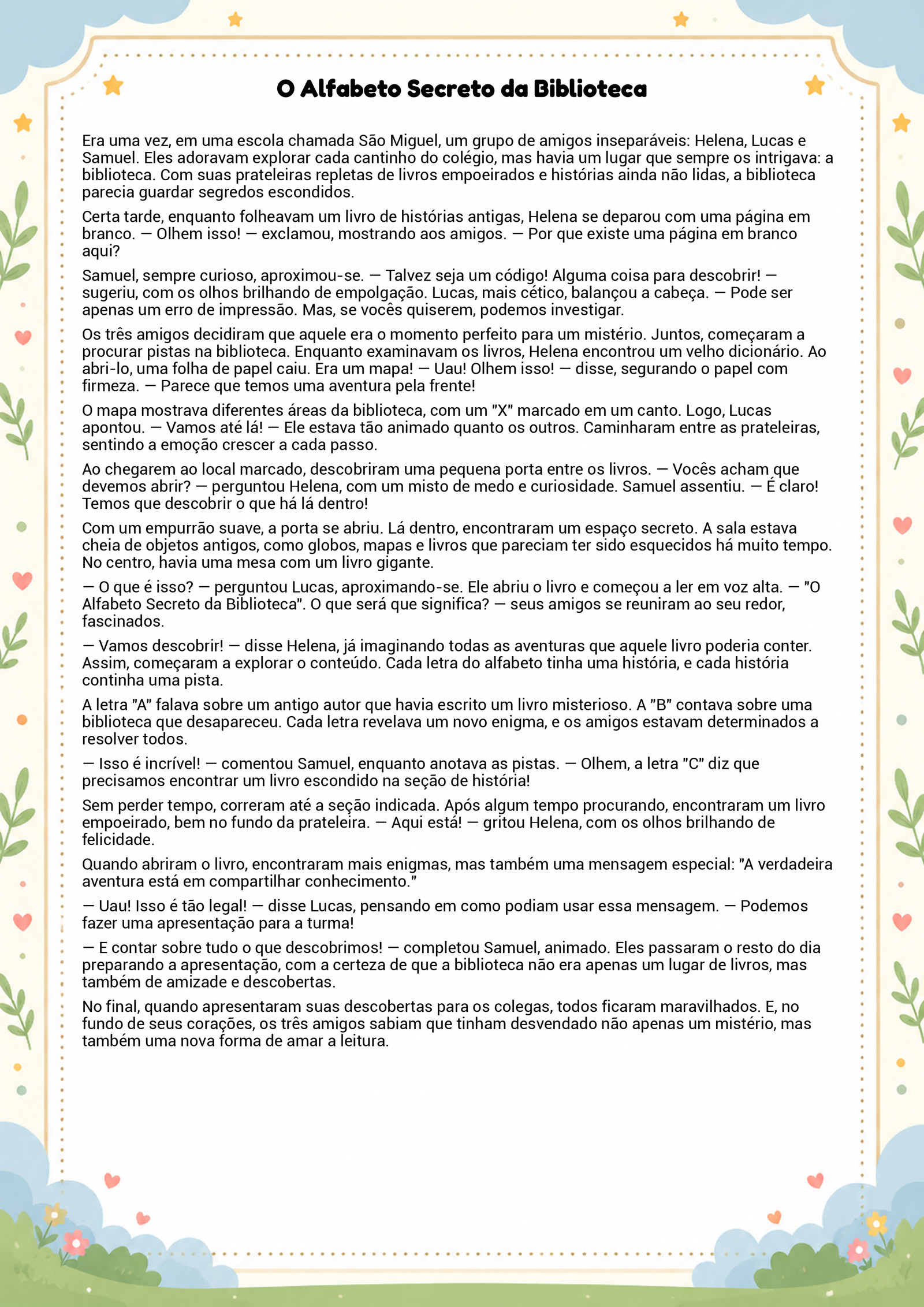 História infantil para imprimir