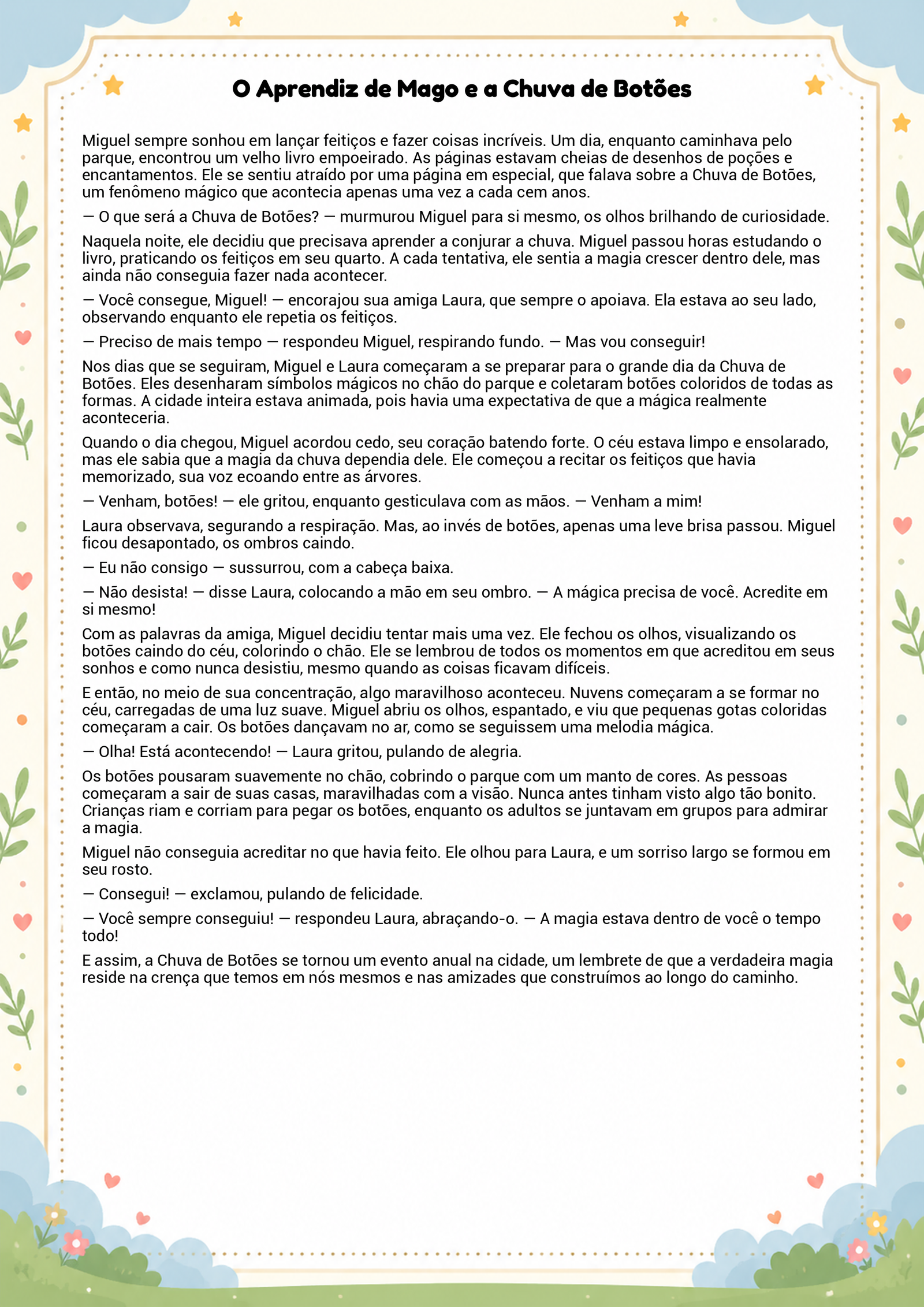História infantil para imprimir