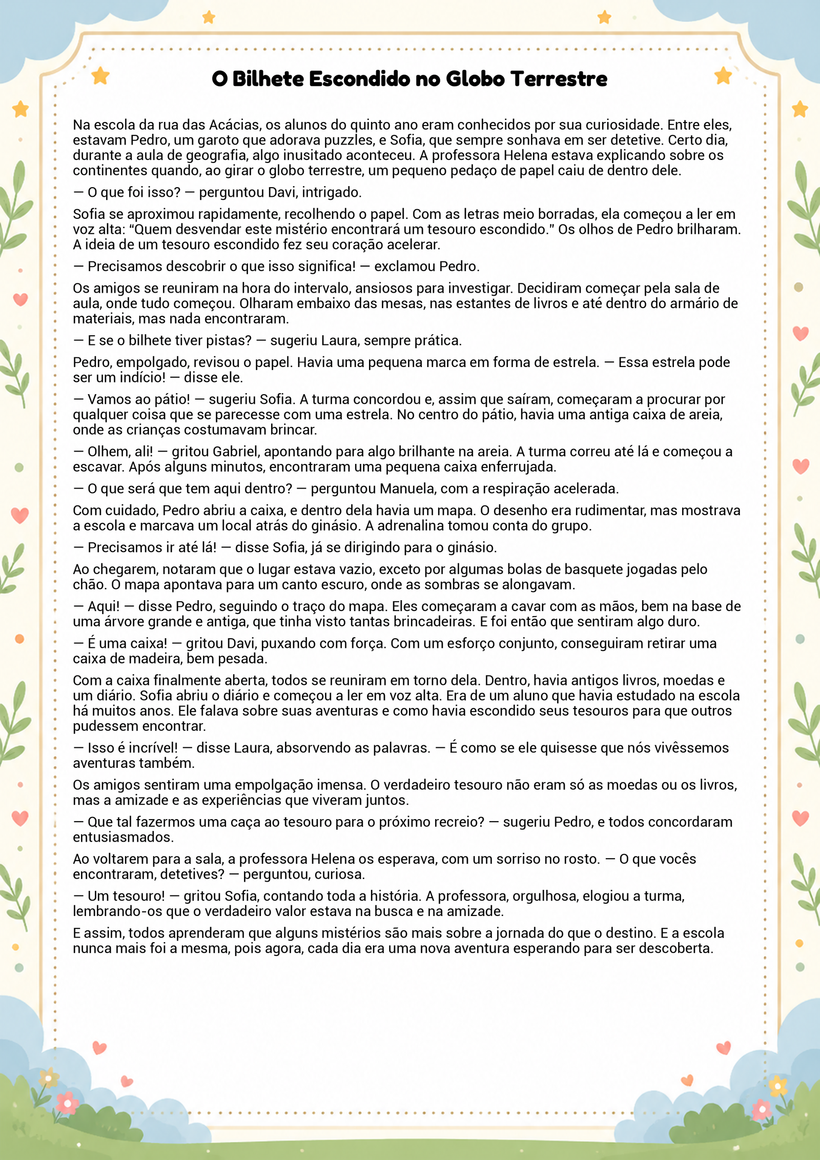 História infantil para imprimir