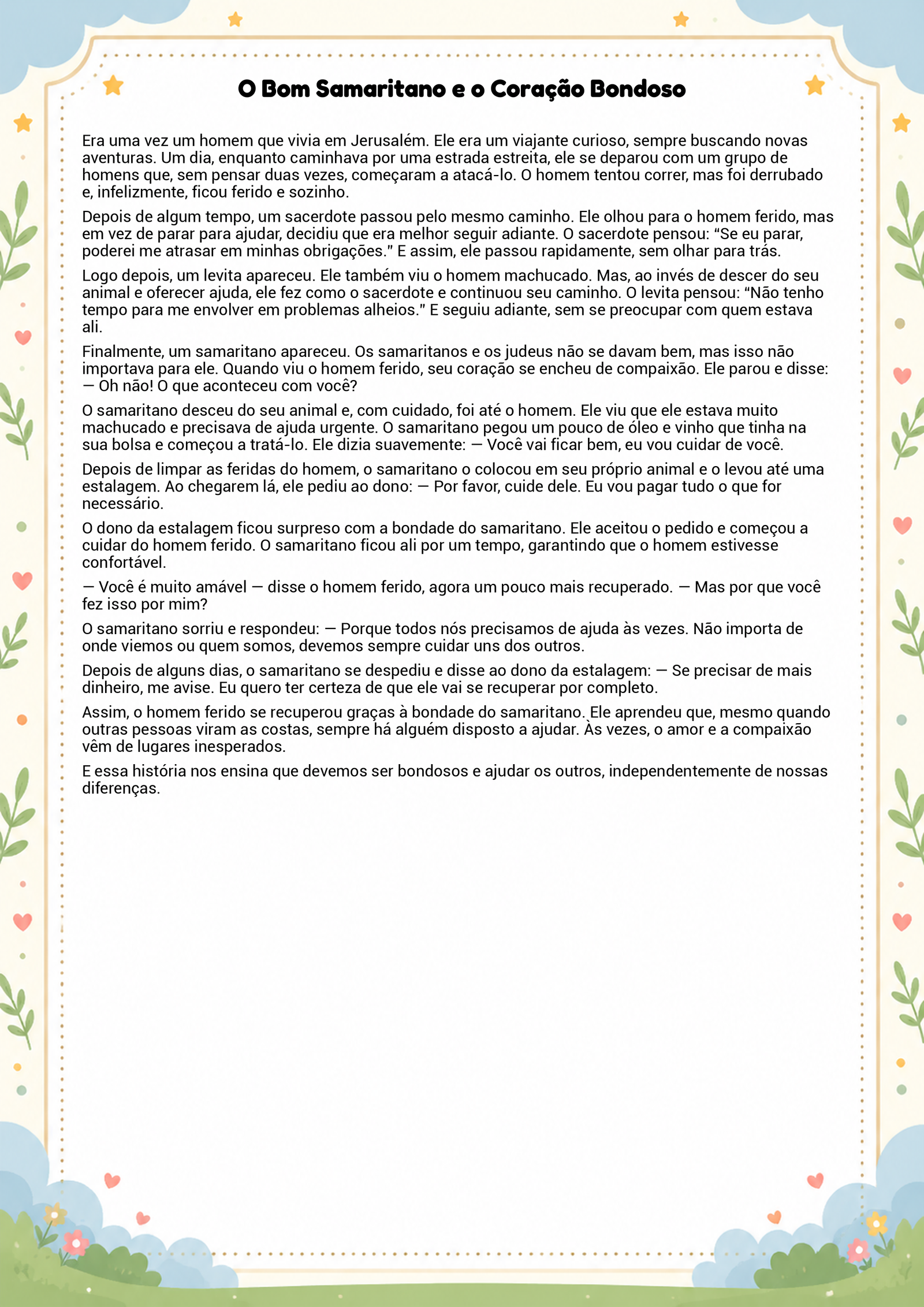 História infantil para imprimir