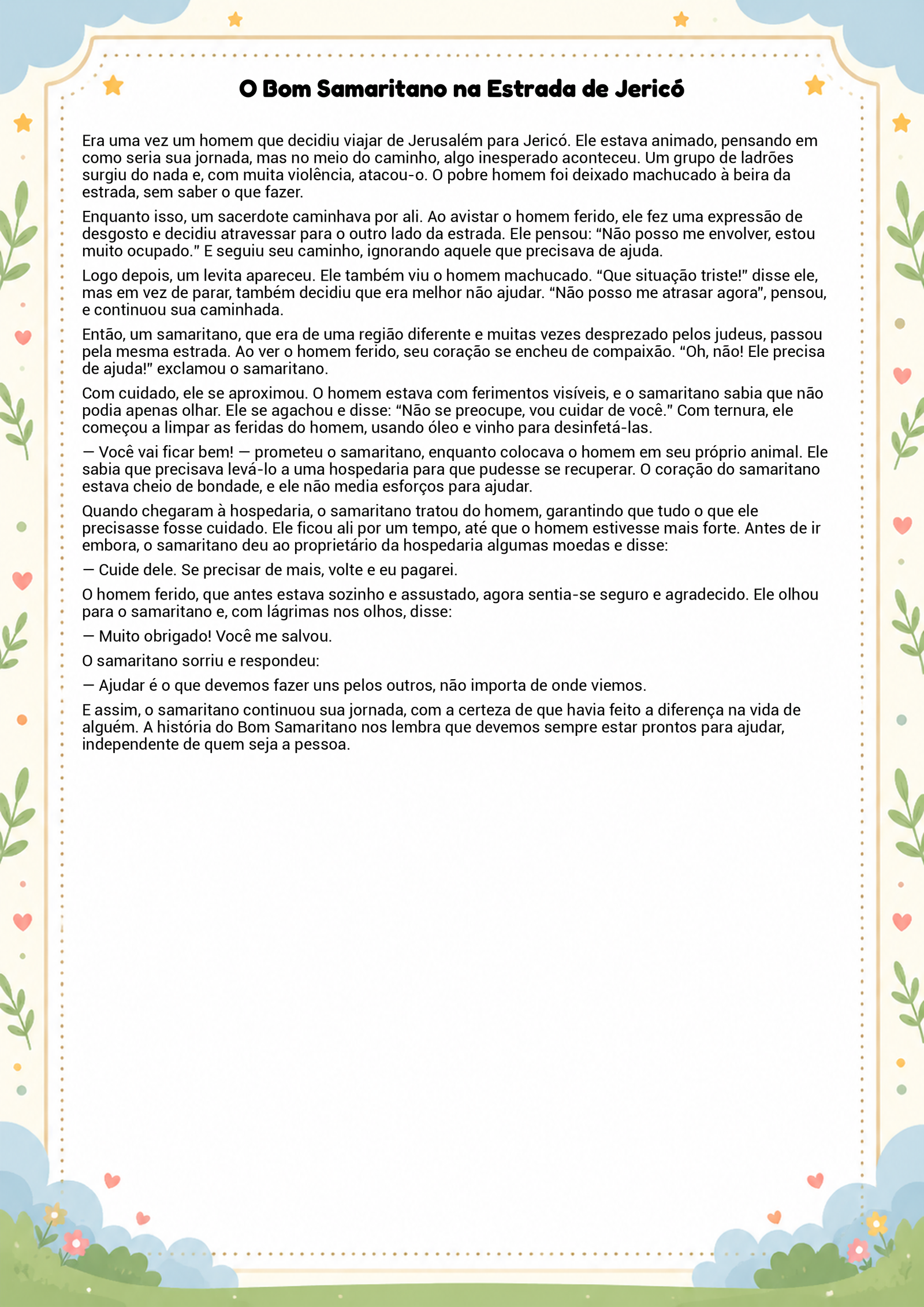 História infantil para imprimir