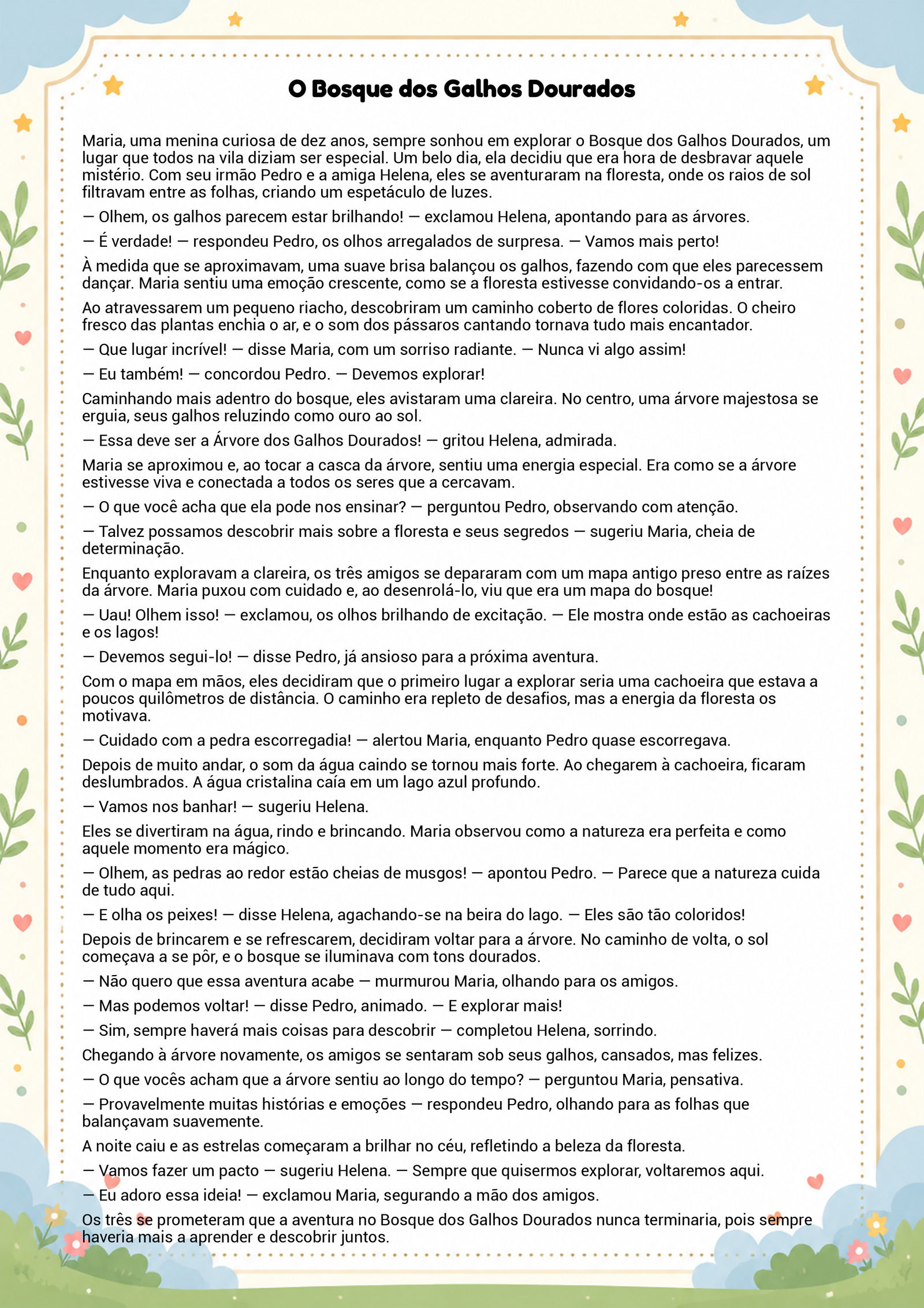História infantil para imprimir