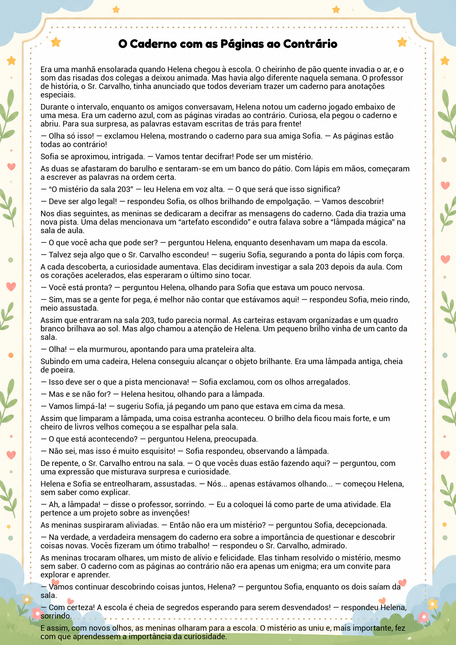 História infantil para imprimir