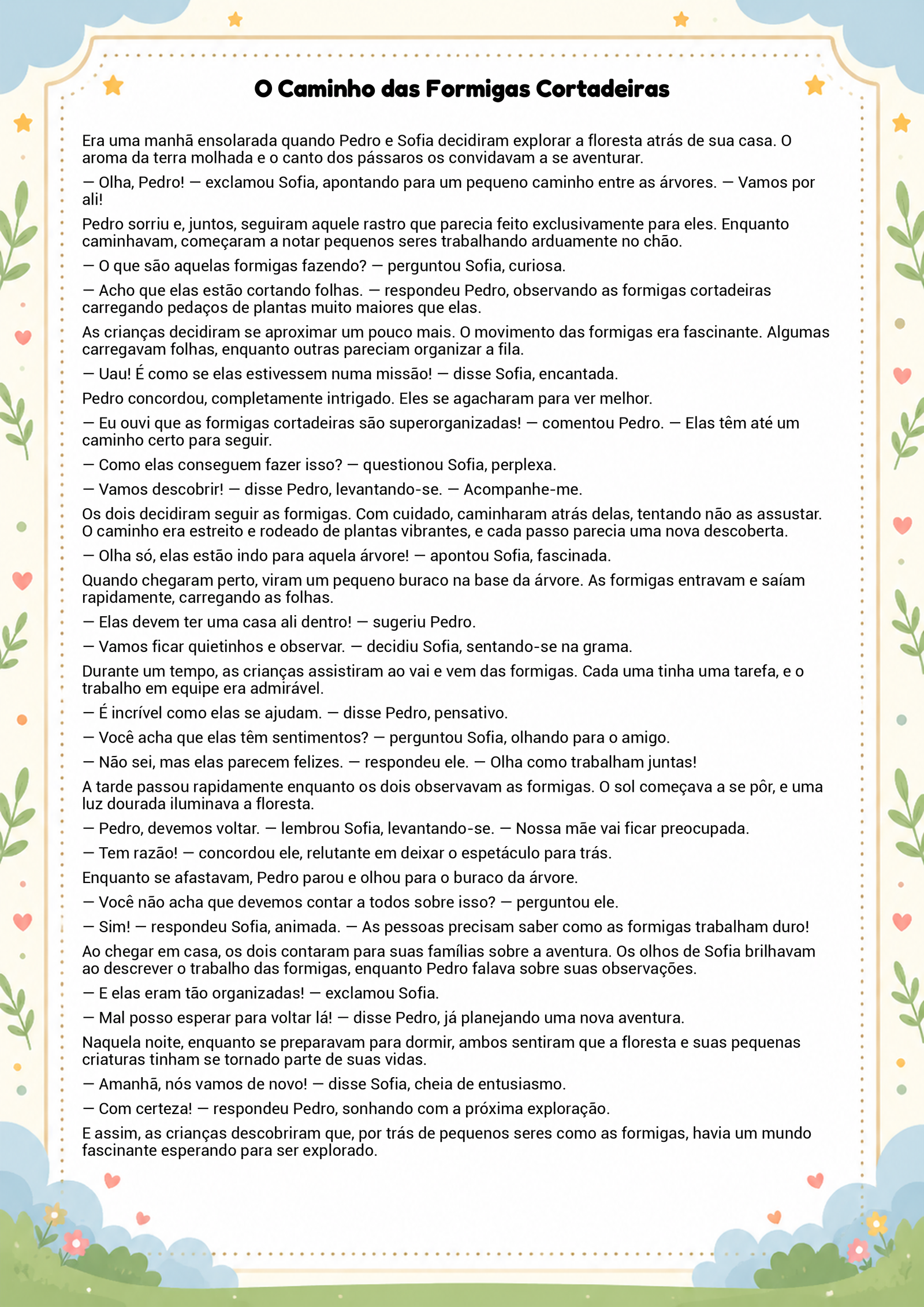 História infantil para imprimir