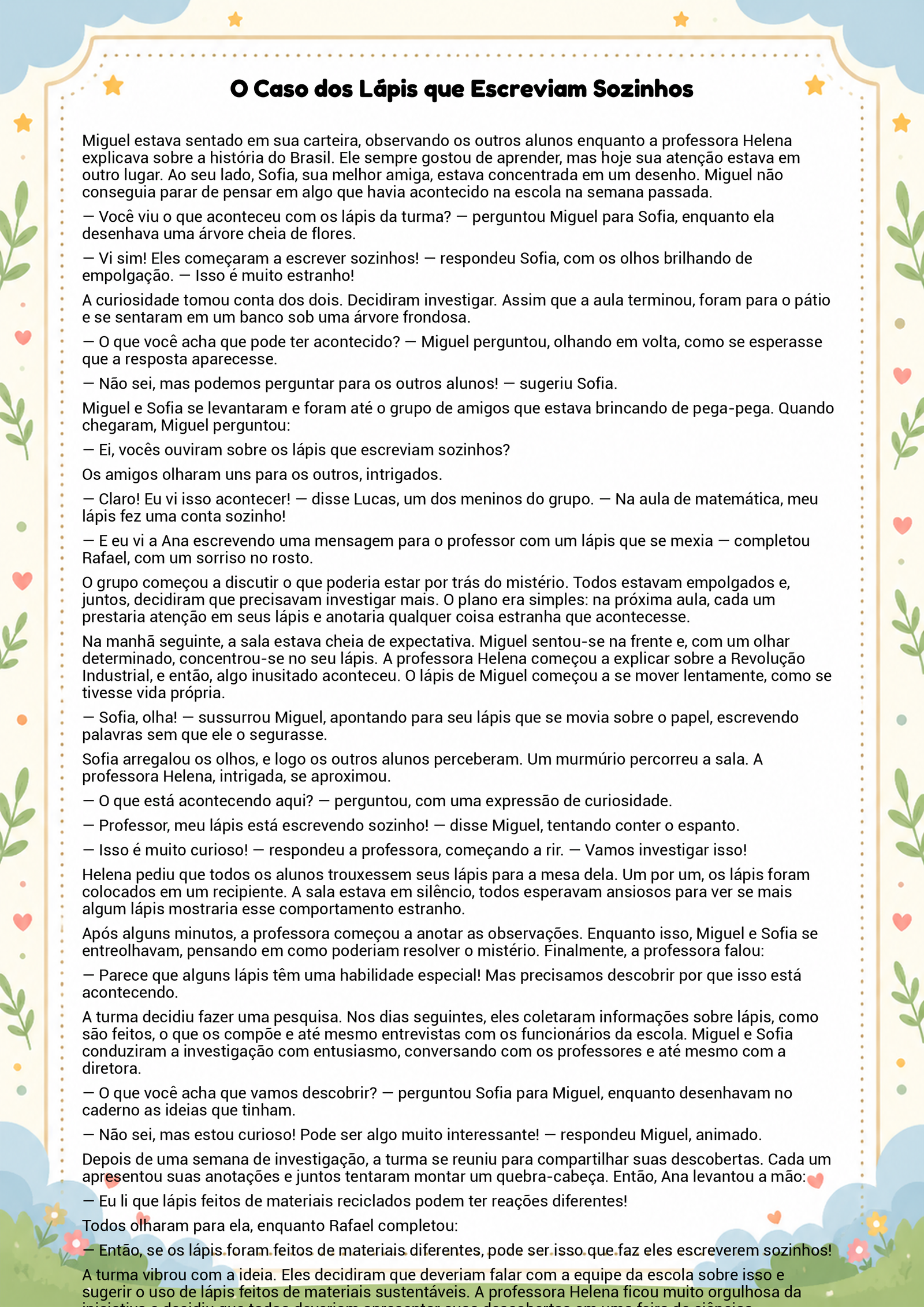 História infantil para imprimir