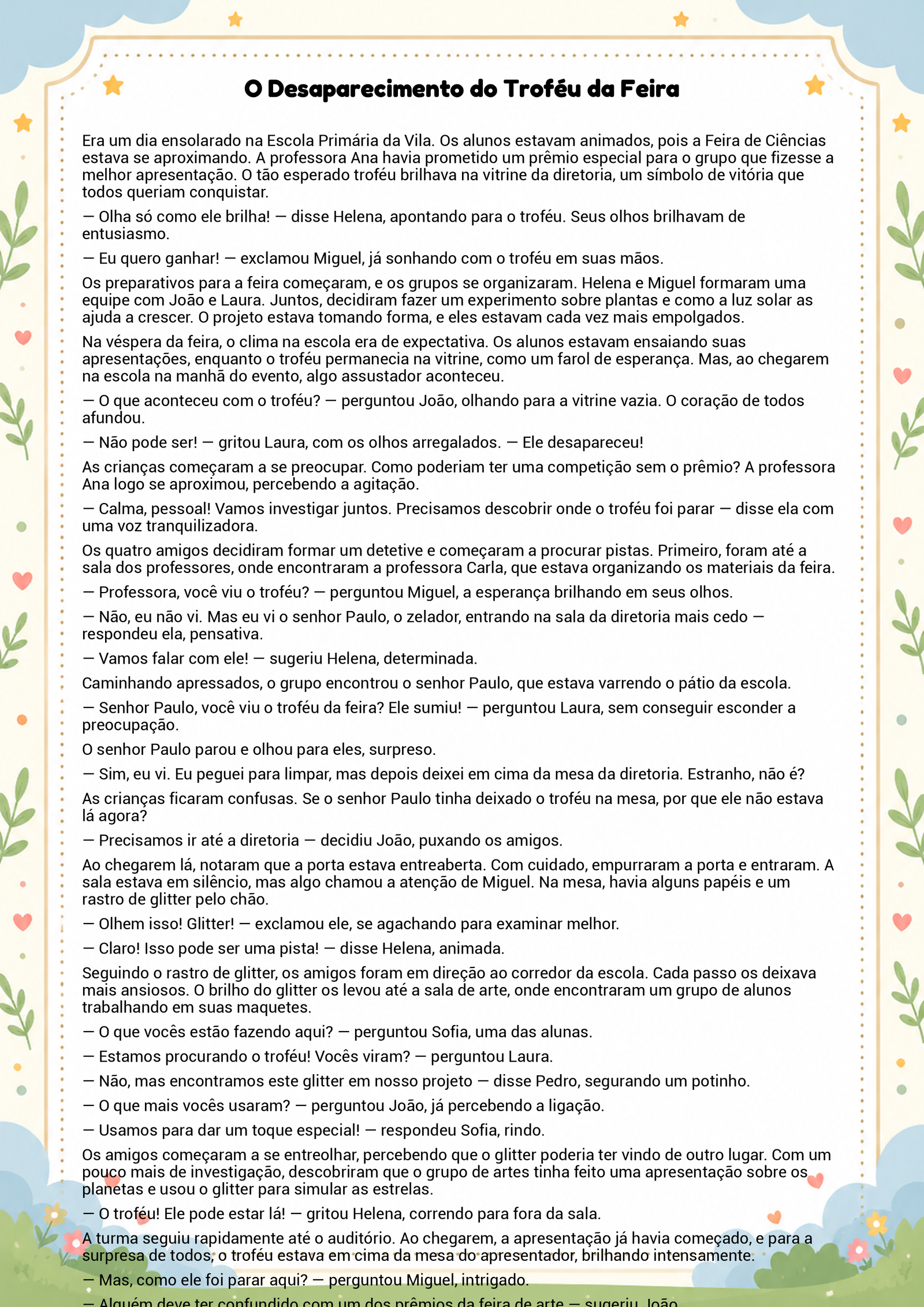 História infantil para imprimir