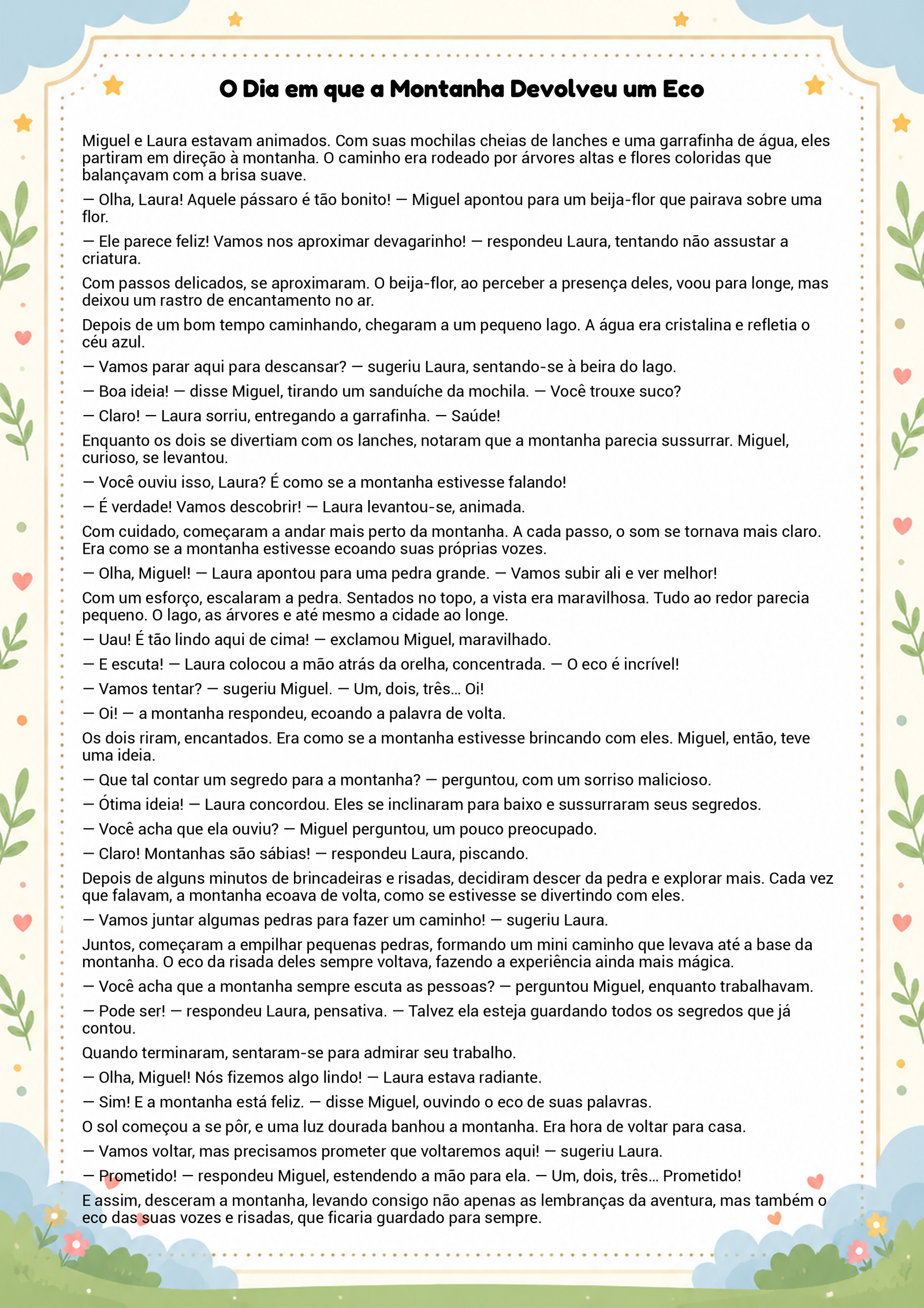 História infantil para imprimir