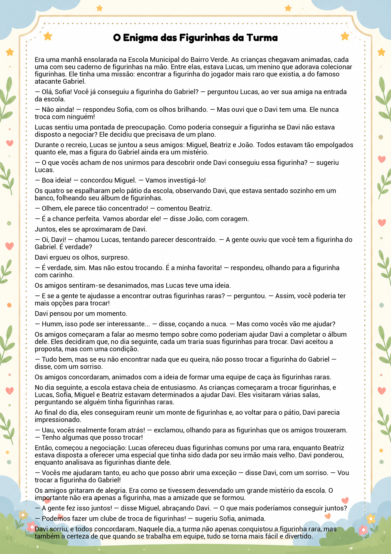 História infantil para imprimir