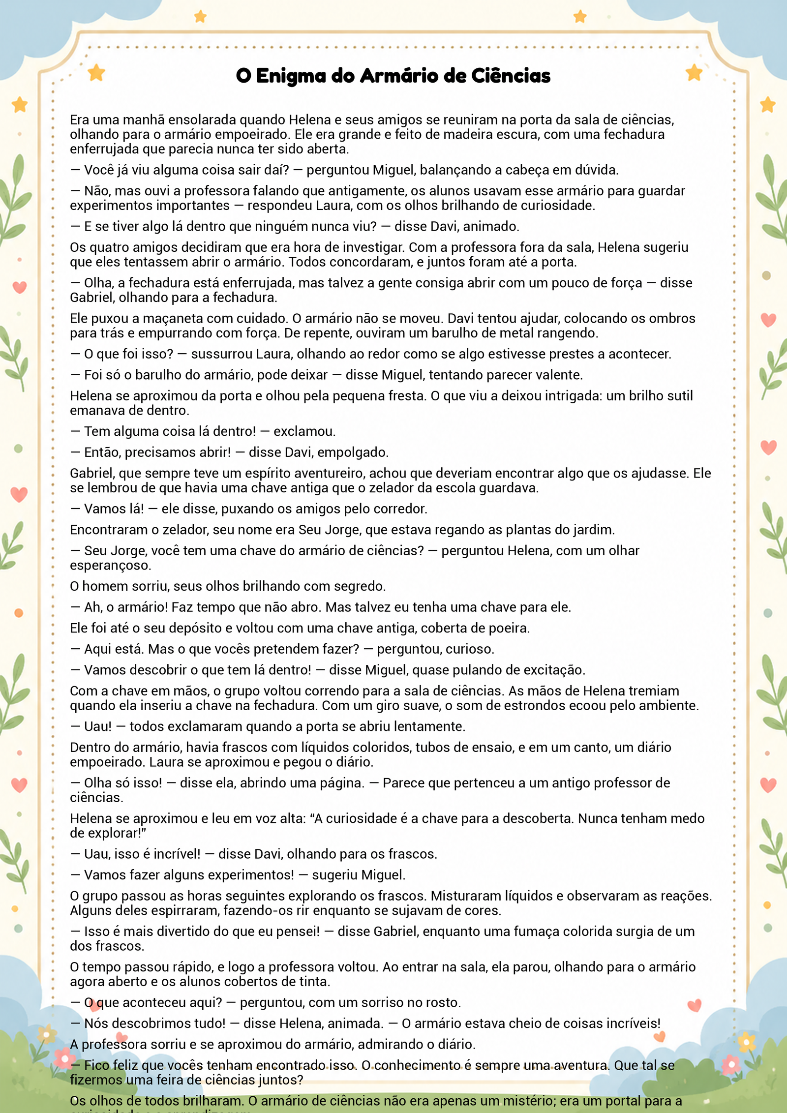 História infantil para imprimir