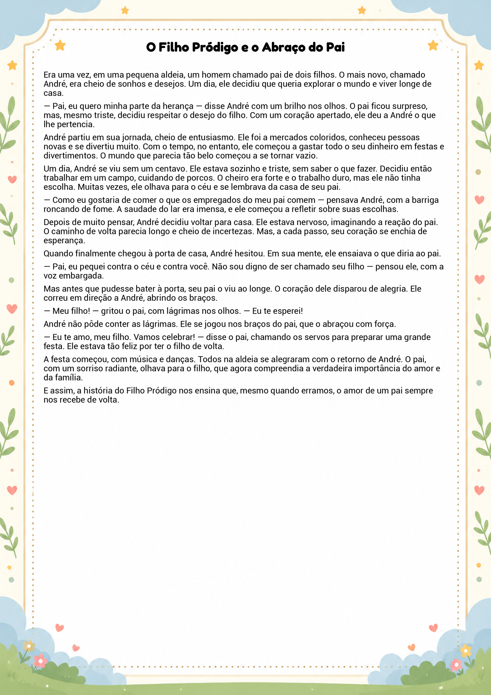 História infantil para imprimir