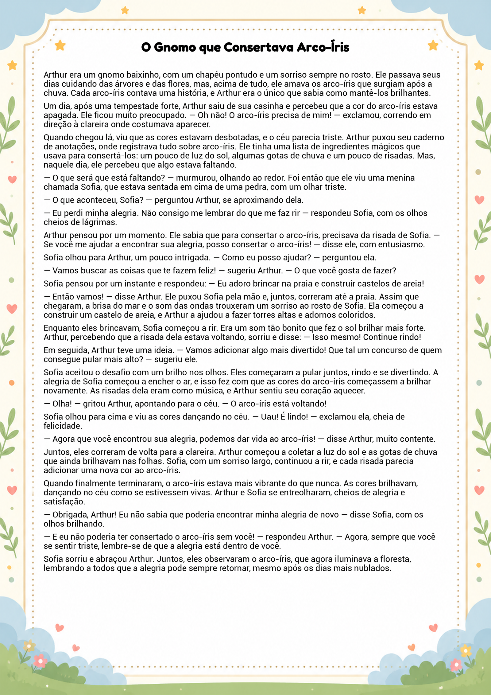 História infantil para imprimir