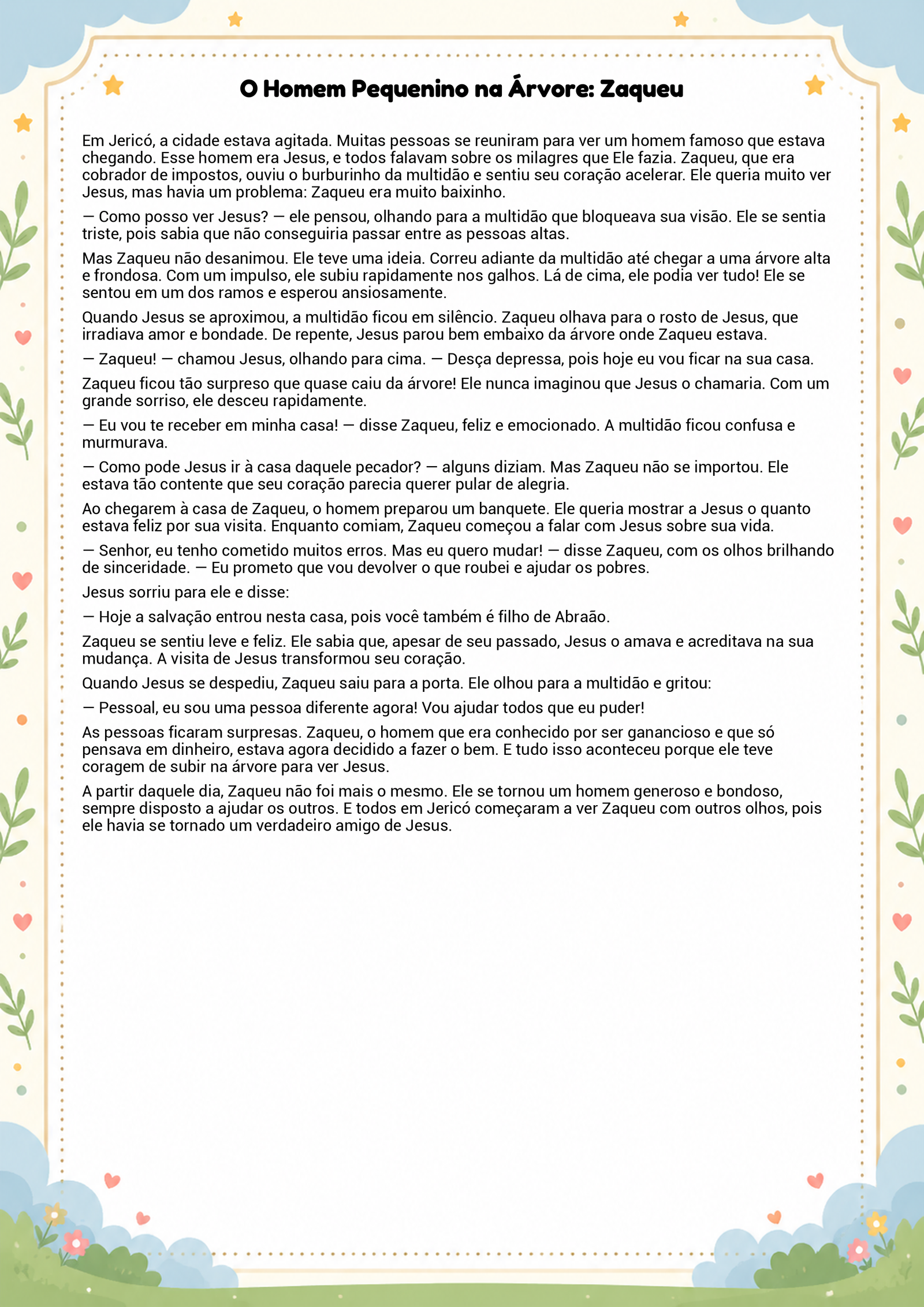 História infantil para imprimir