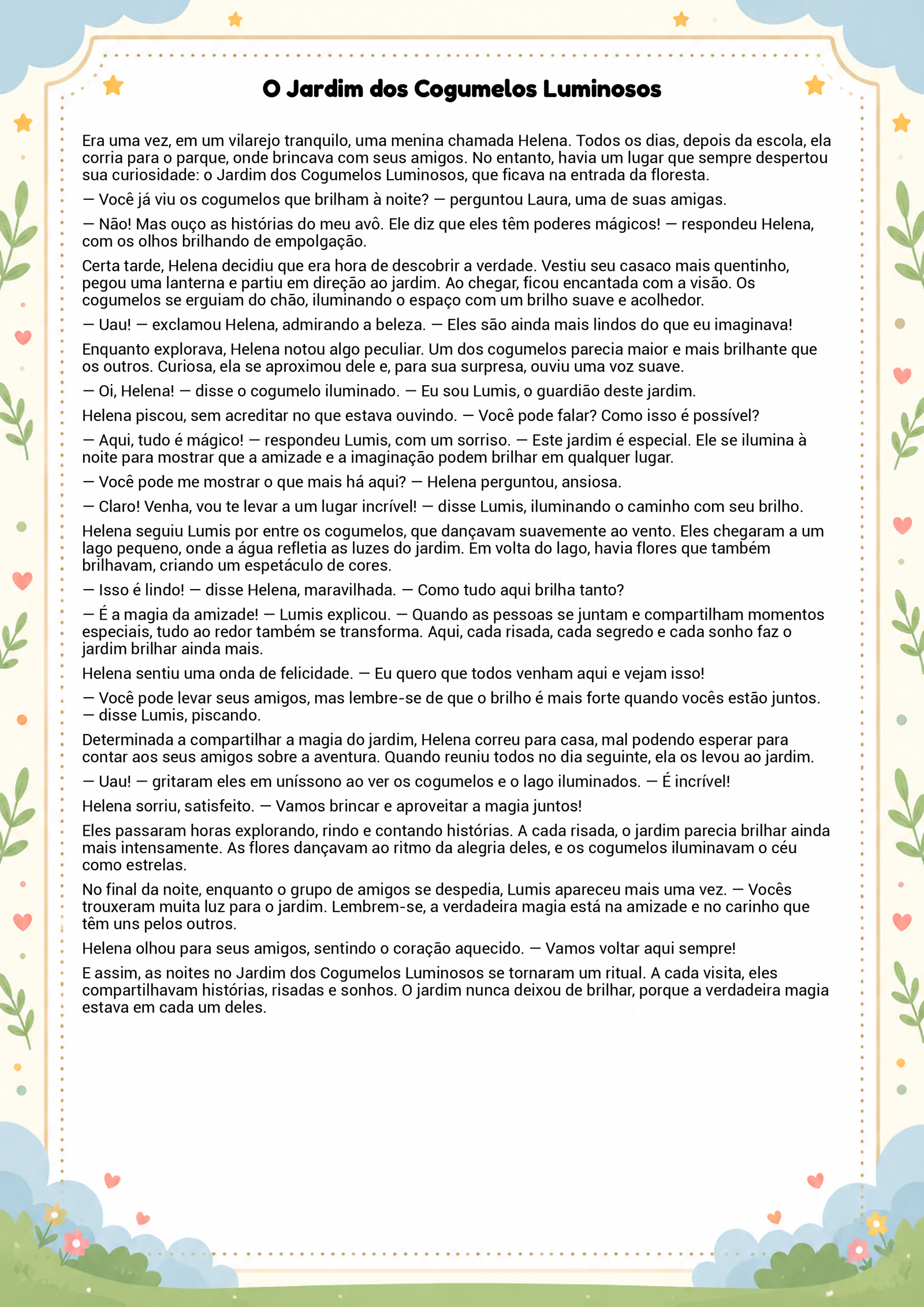 História infantil para imprimir