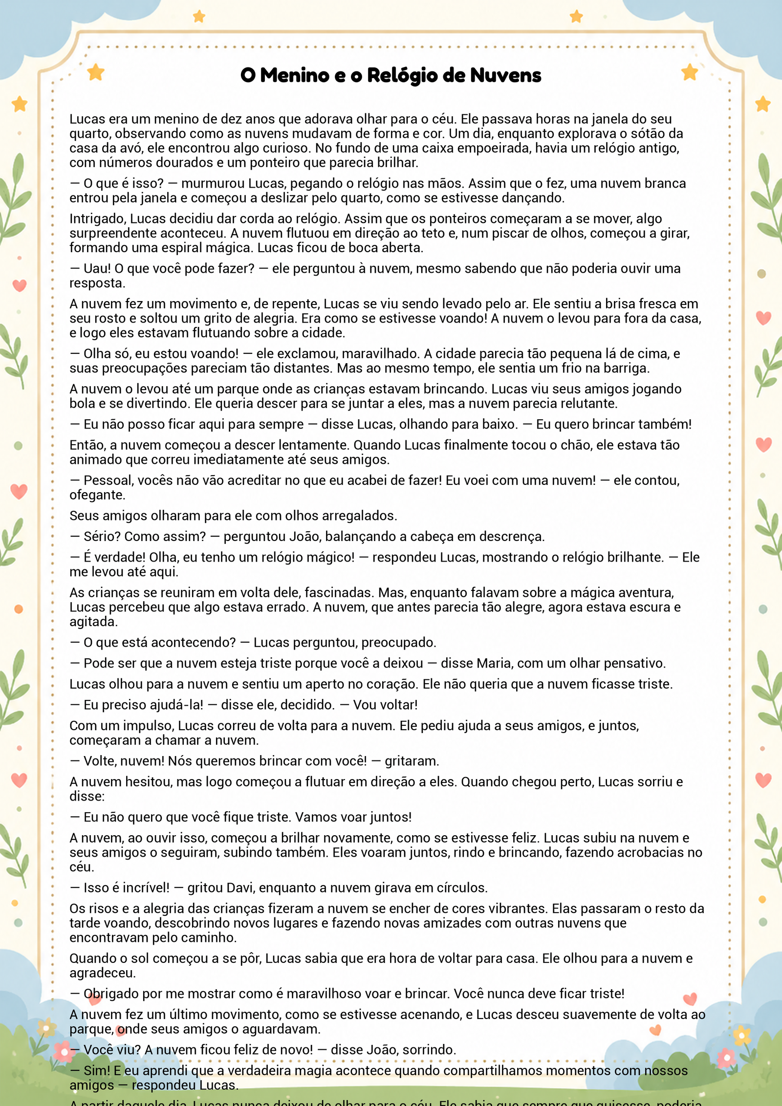 História infantil para imprimir