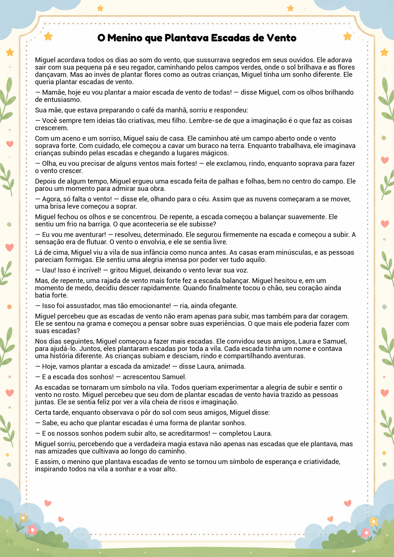 História infantil para imprimir