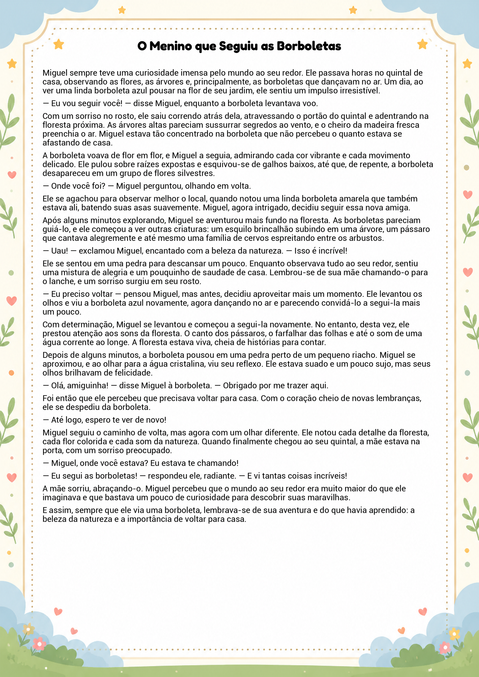 História infantil para imprimir