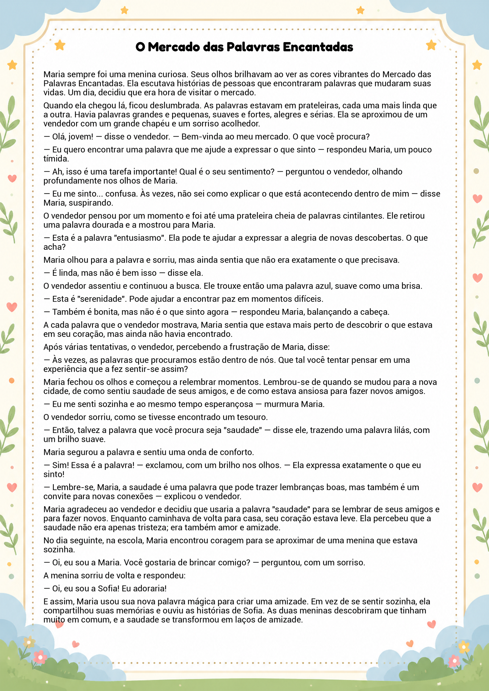 História infantil para imprimir