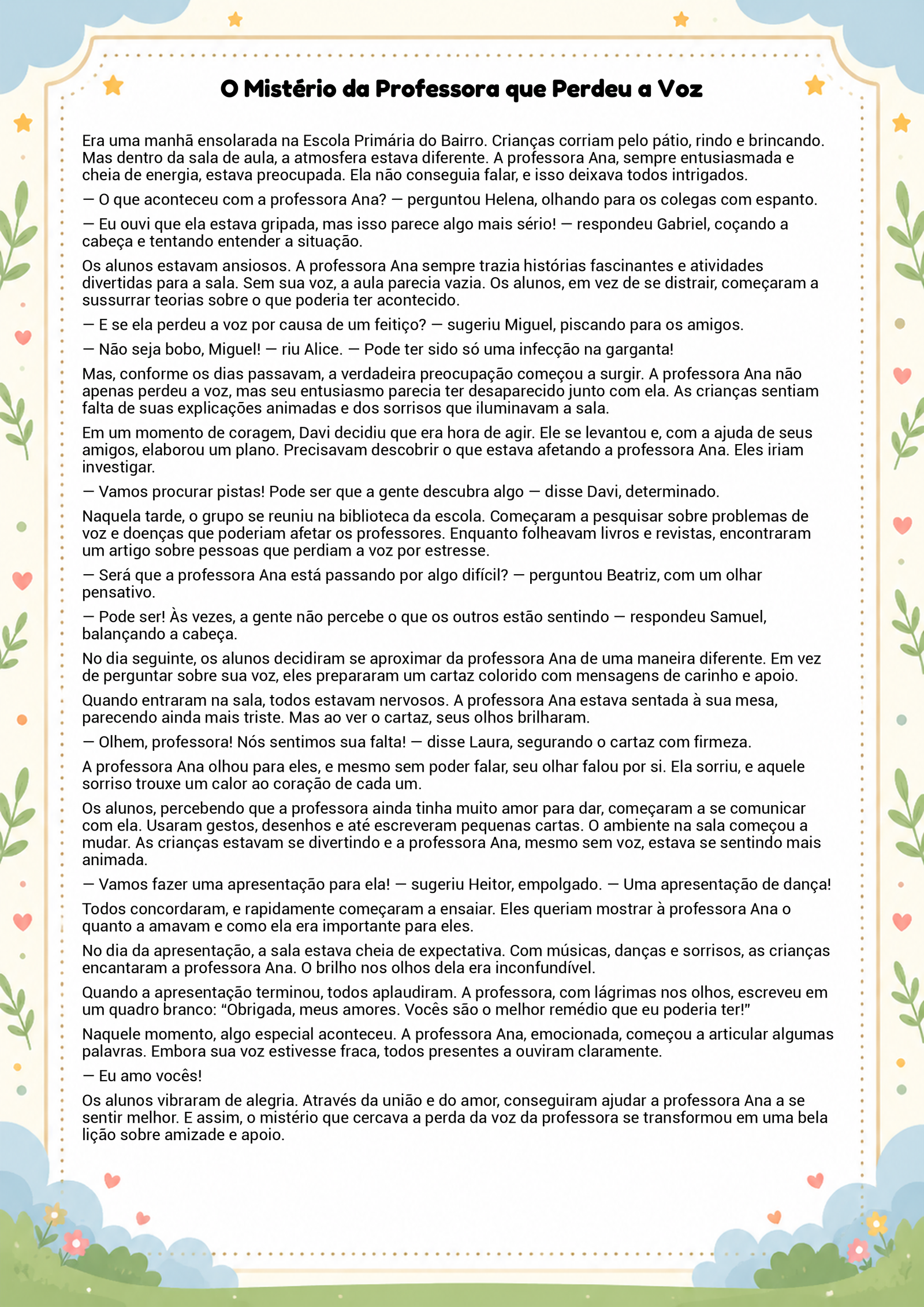 História infantil para imprimir