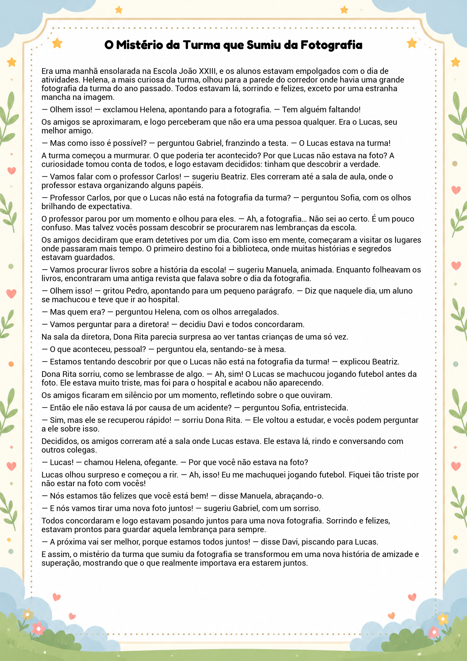 História infantil para imprimir