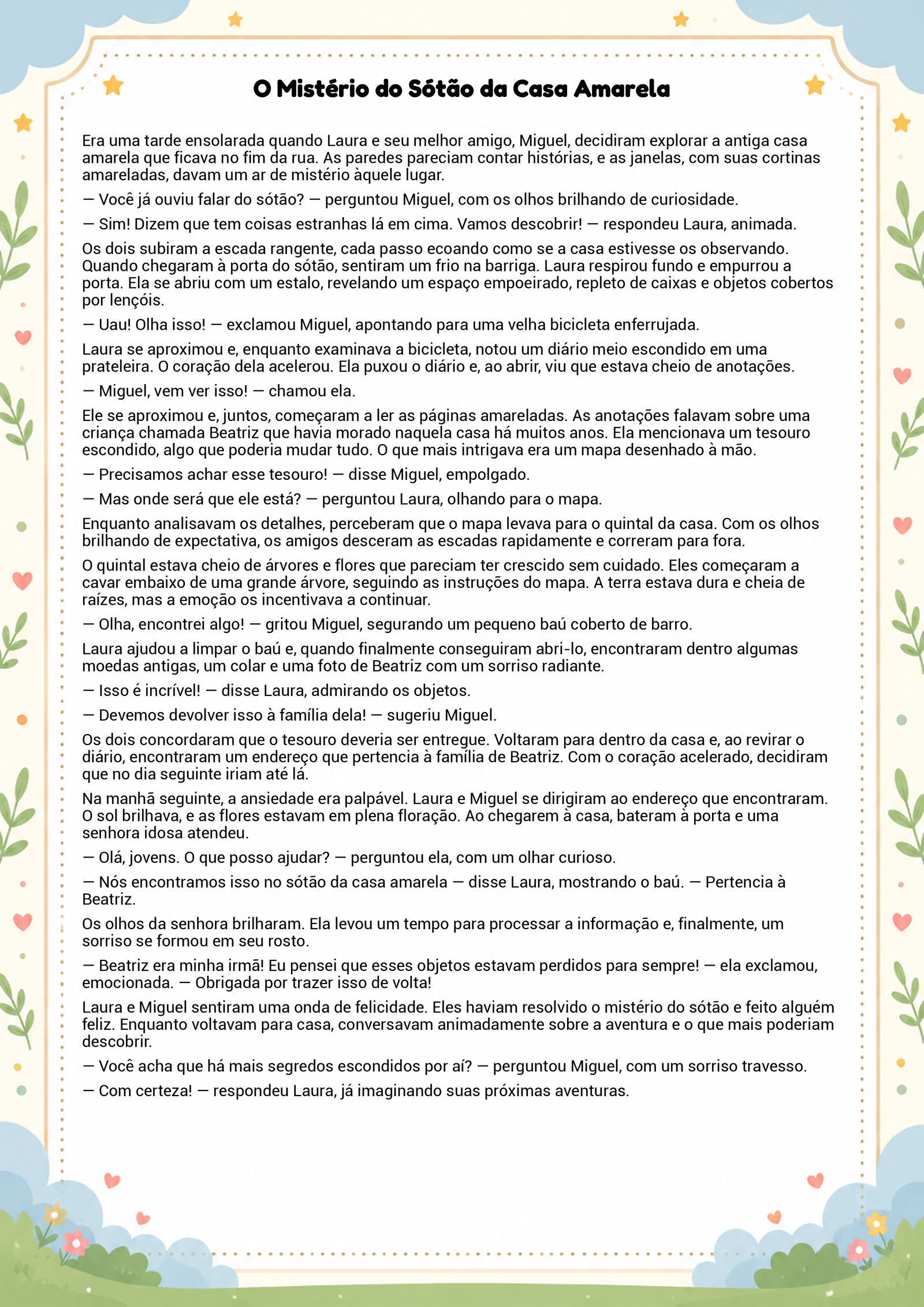 História infantil para imprimir