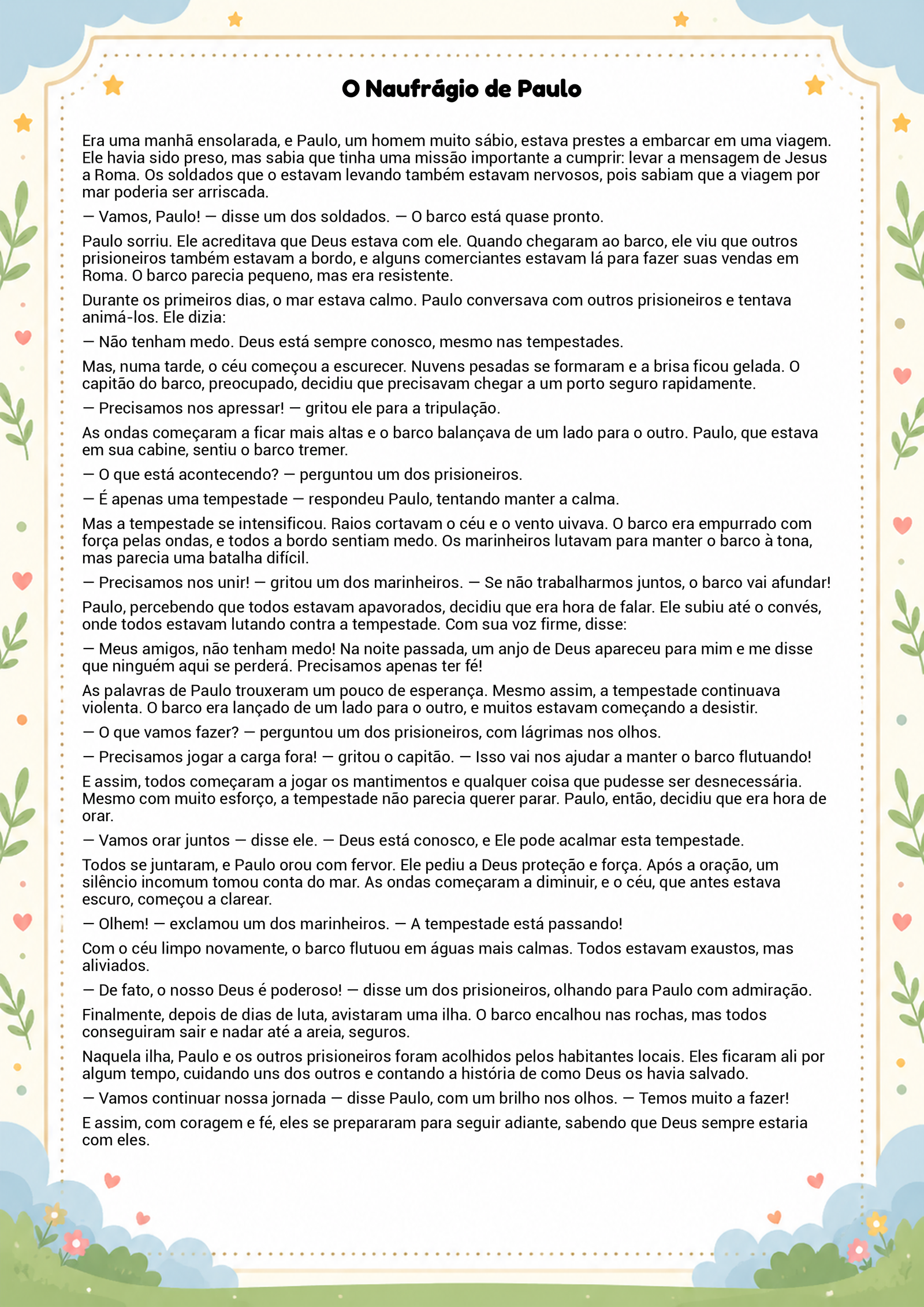 História infantil para imprimir