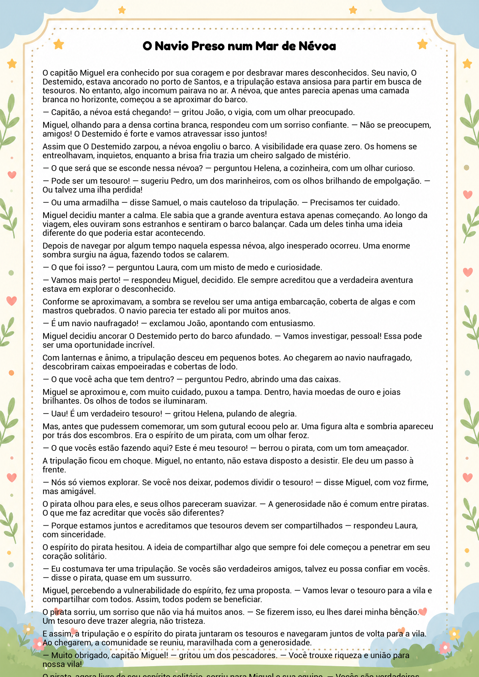 História infantil para imprimir