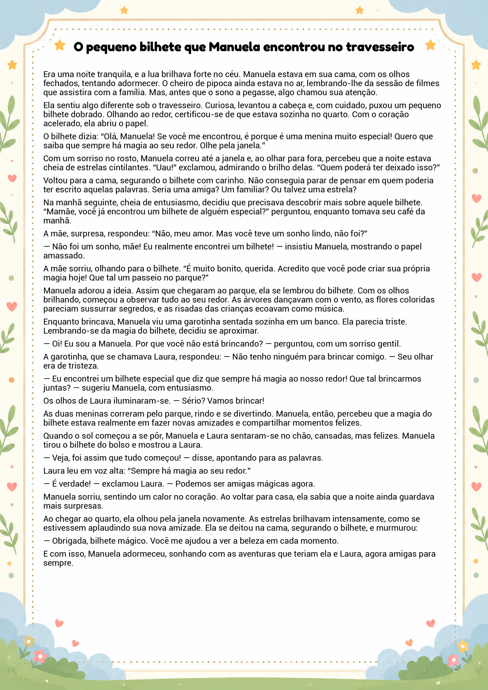 História infantil para imprimir