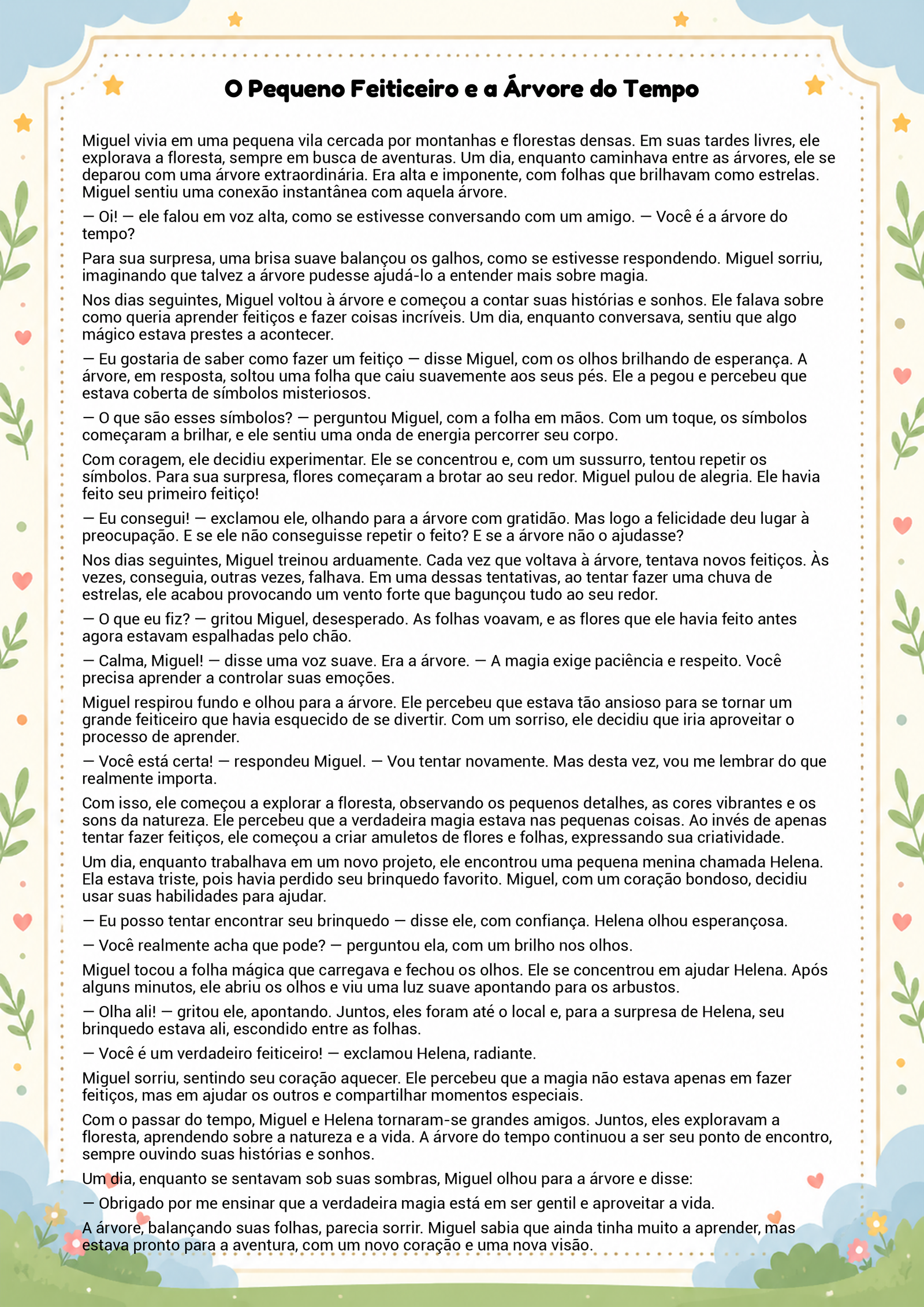 História infantil para imprimir