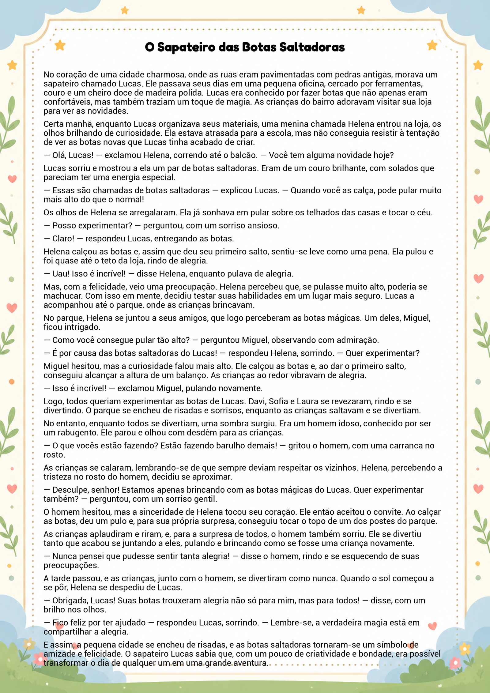 História infantil para imprimir