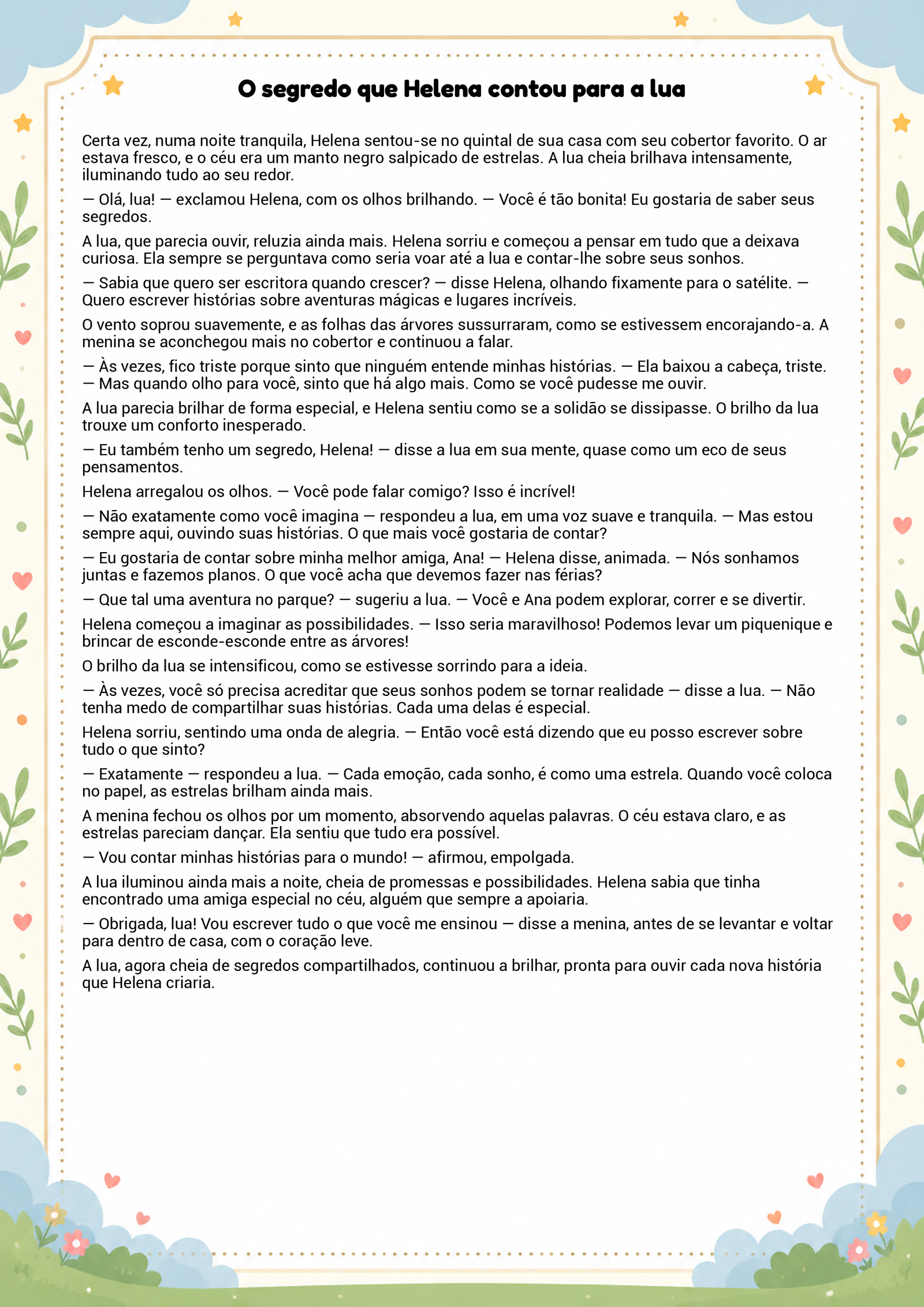 História infantil para imprimir